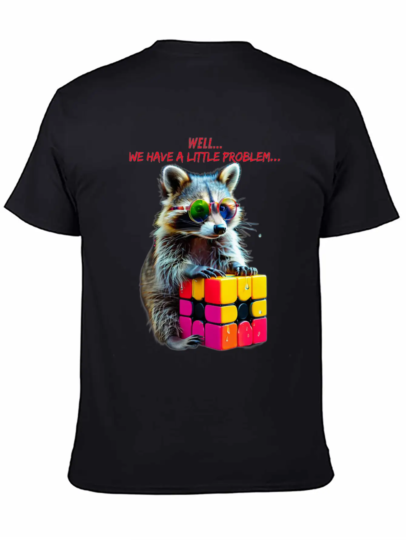 Rubik's Cube And Raccoon Shirt A Small Problem Unisex Casual T-Shirt – Clean Design For Daily Comfort