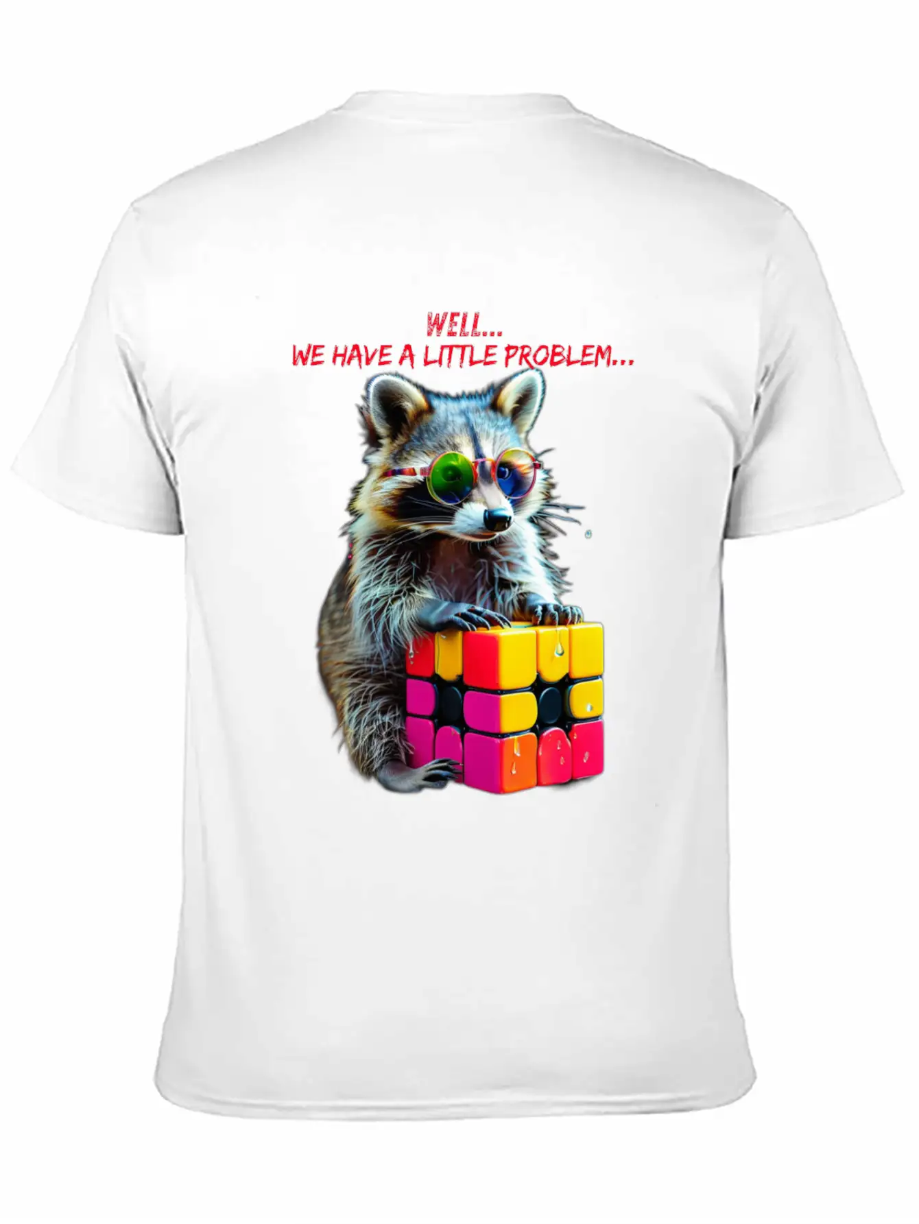 Rubik's Cube And Raccoon Shirt A Small Problem Unisex Casual T-Shirt – Clean Design For Daily Comfort