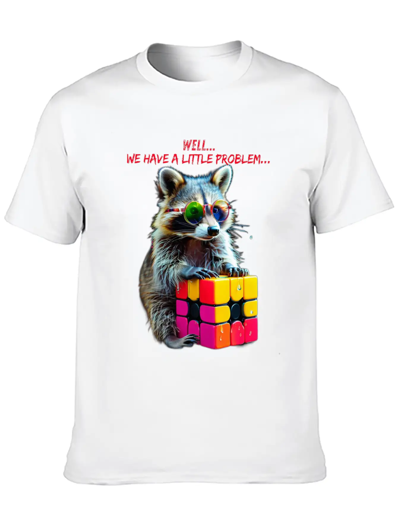 Rubik's Cube And Raccoon Shirt A Small Problem Unisex Casual T-Shirt – Clean Design For Daily Comfort