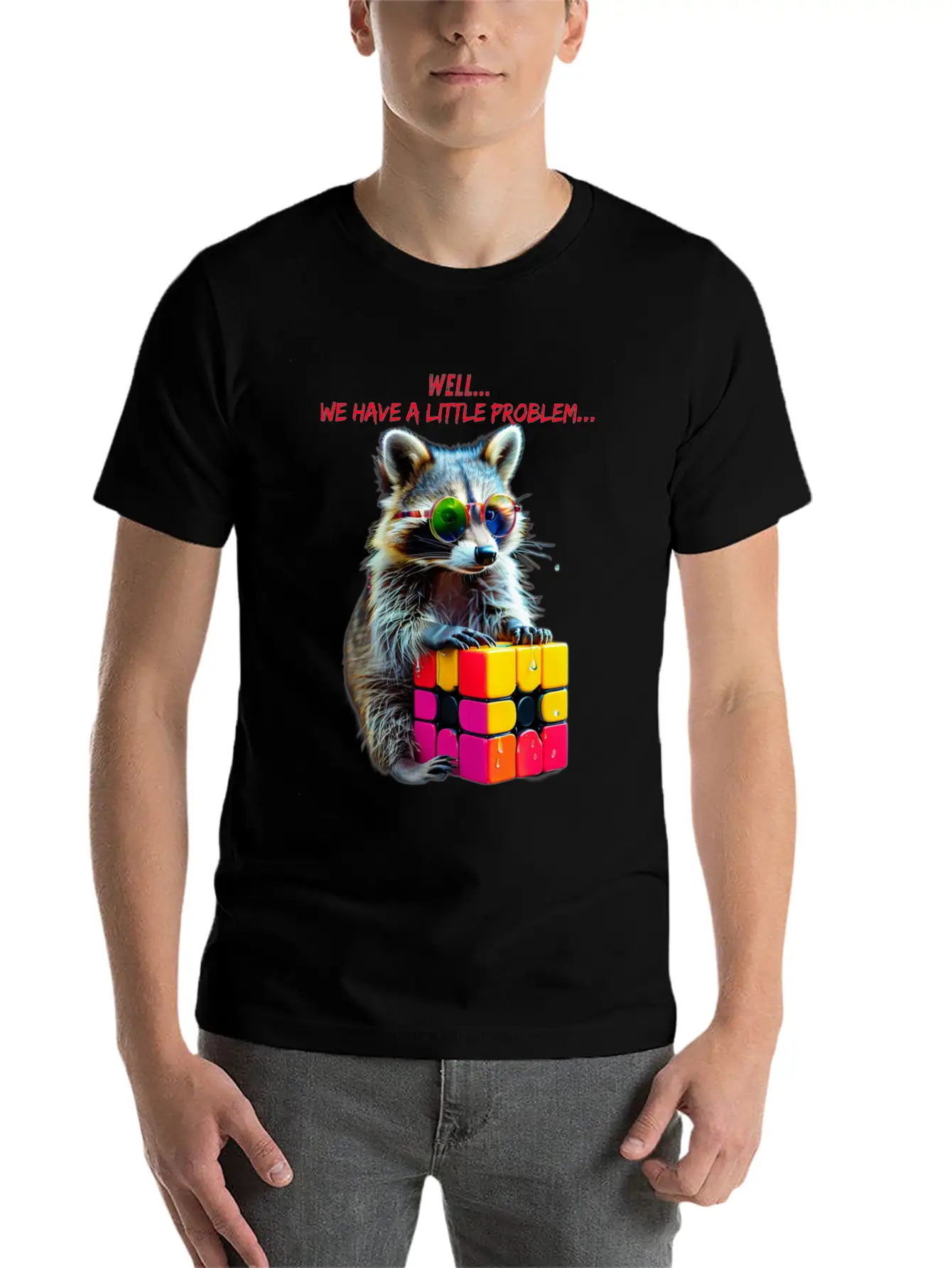 Rubik's Cube And Raccoon Shirt A Small Problem Unisex Casual T-Shirt – Clean Design For Daily Comfort