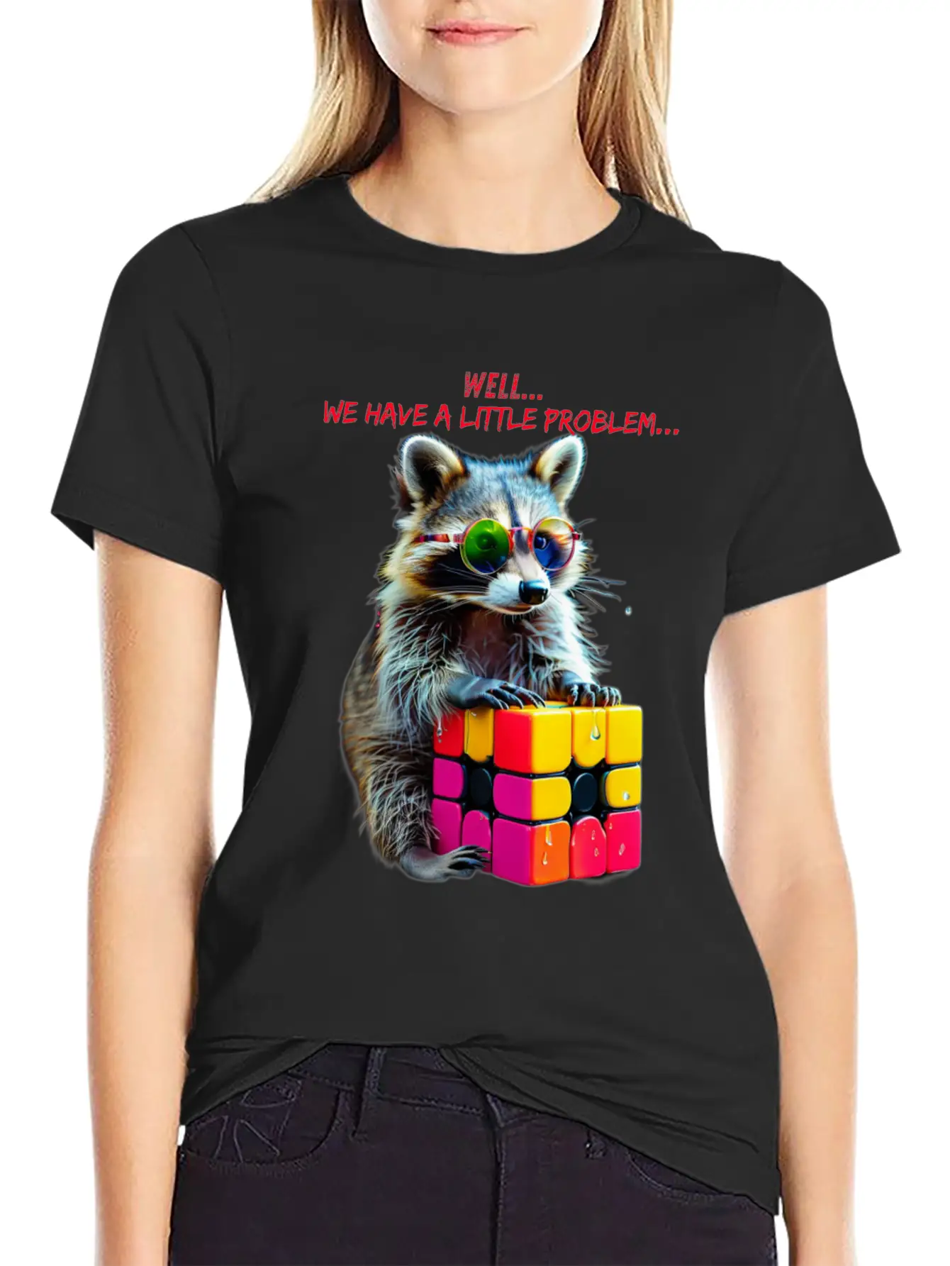 Rubik's Cube And Raccoon Shirt A Small Problem Unisex Casual T-Shirt – Clean Design For Daily Comfort