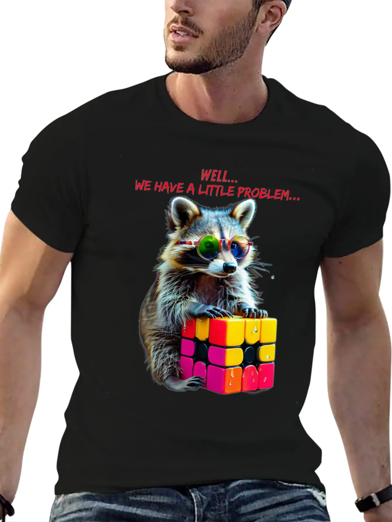 Rubik's Cube And Raccoon Shirt A Small Problem Unisex Casual T-Shirt – Clean Design For Daily Comfort