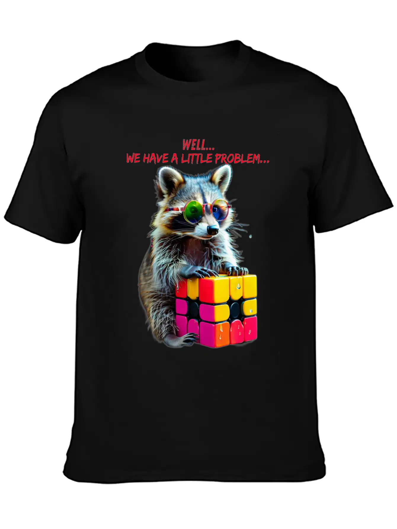Rubik's Cube And Raccoon Shirt A Small Problem Unisex Casual T-Shirt – Clean Design For Daily Comfort