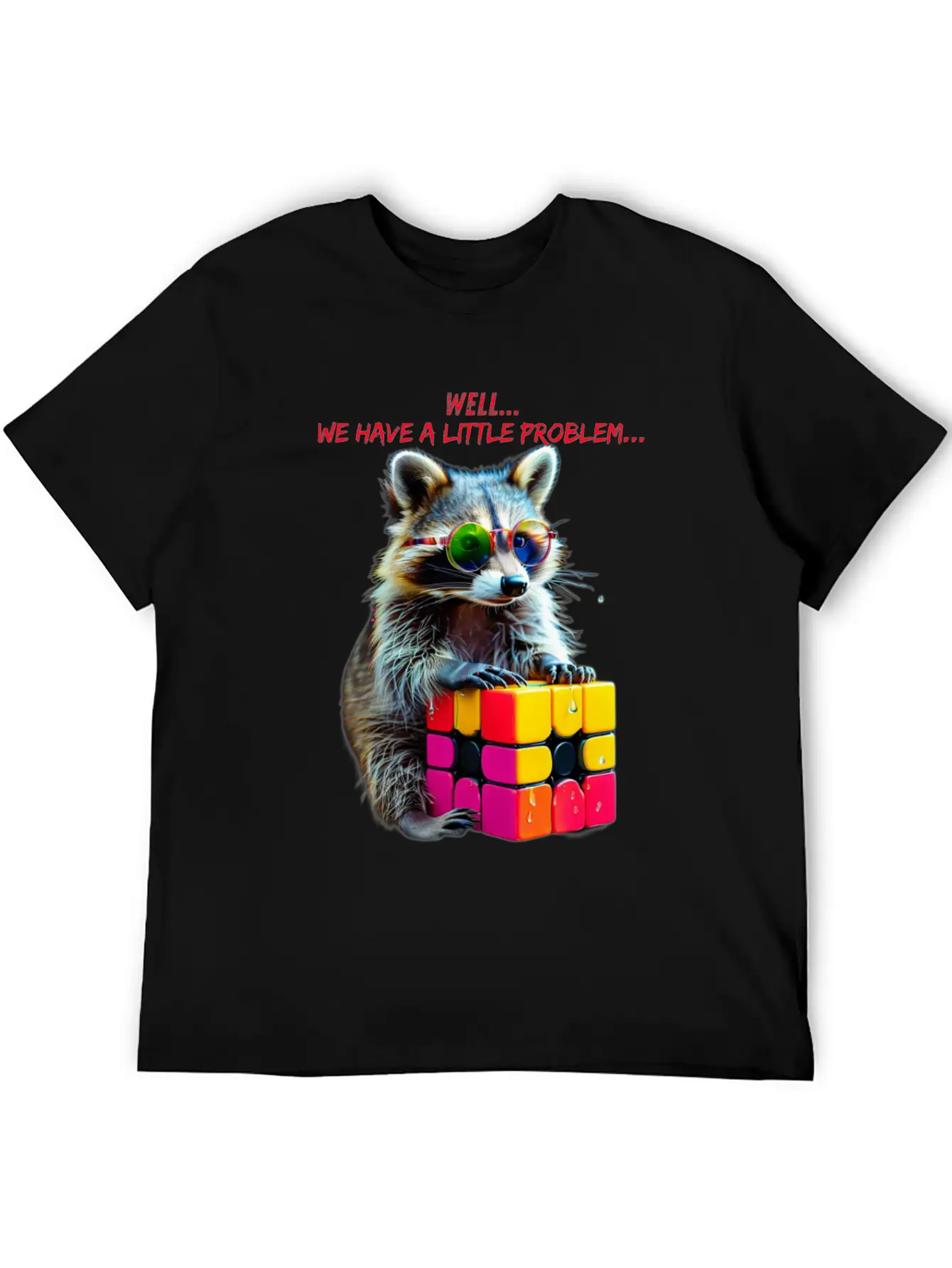 Rubik's Cube And Raccoon Shirt A Small Problem Unisex Casual T-Shirt – Clean Design For Daily Comfort