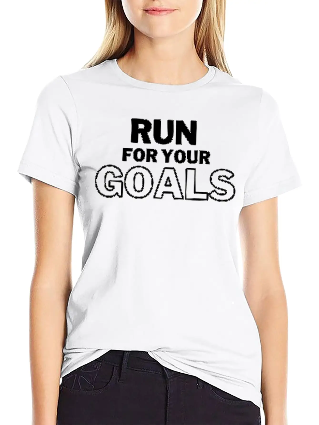 Run For Your Goals Motivational Quote Lightweight Cotton T-Shirt – Daily Comfort Graphic Shirt