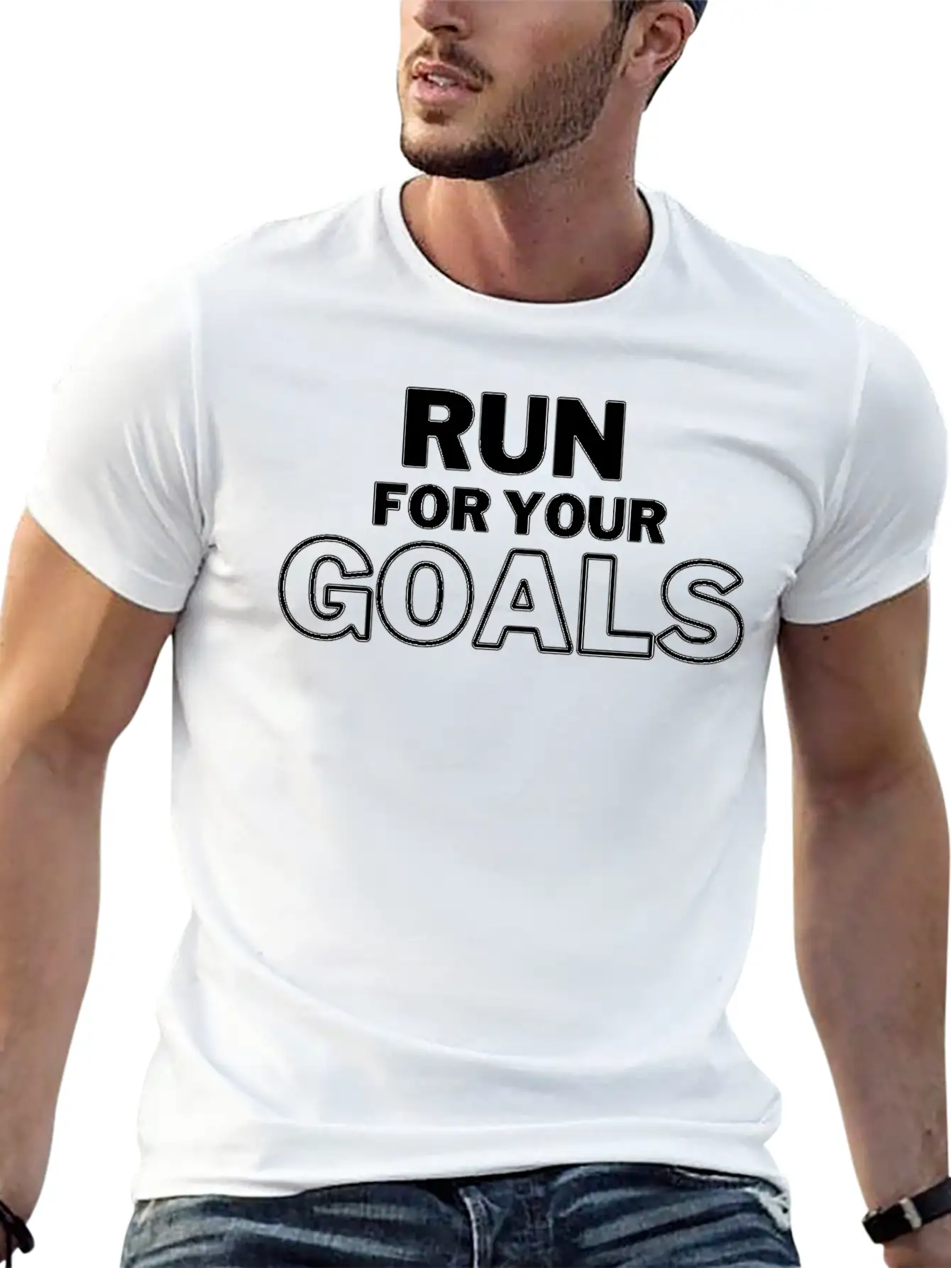 Run For Your Goals Motivational Quote Lightweight Cotton T-Shirt – Daily Comfort Graphic Shirt
