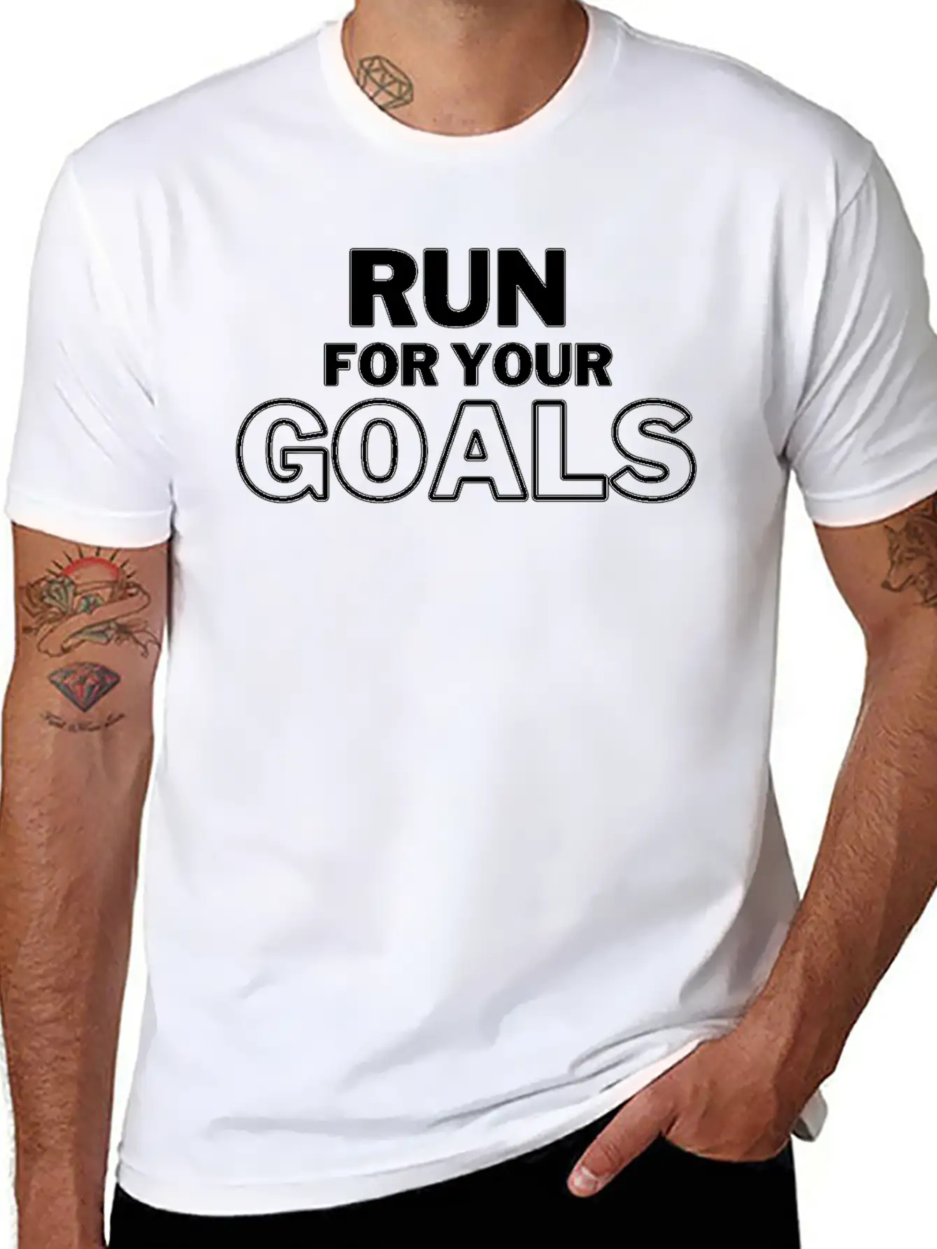 Run For Your Goals Motivational Quote Lightweight Cotton T-Shirt – Daily Comfort Graphic Shirt