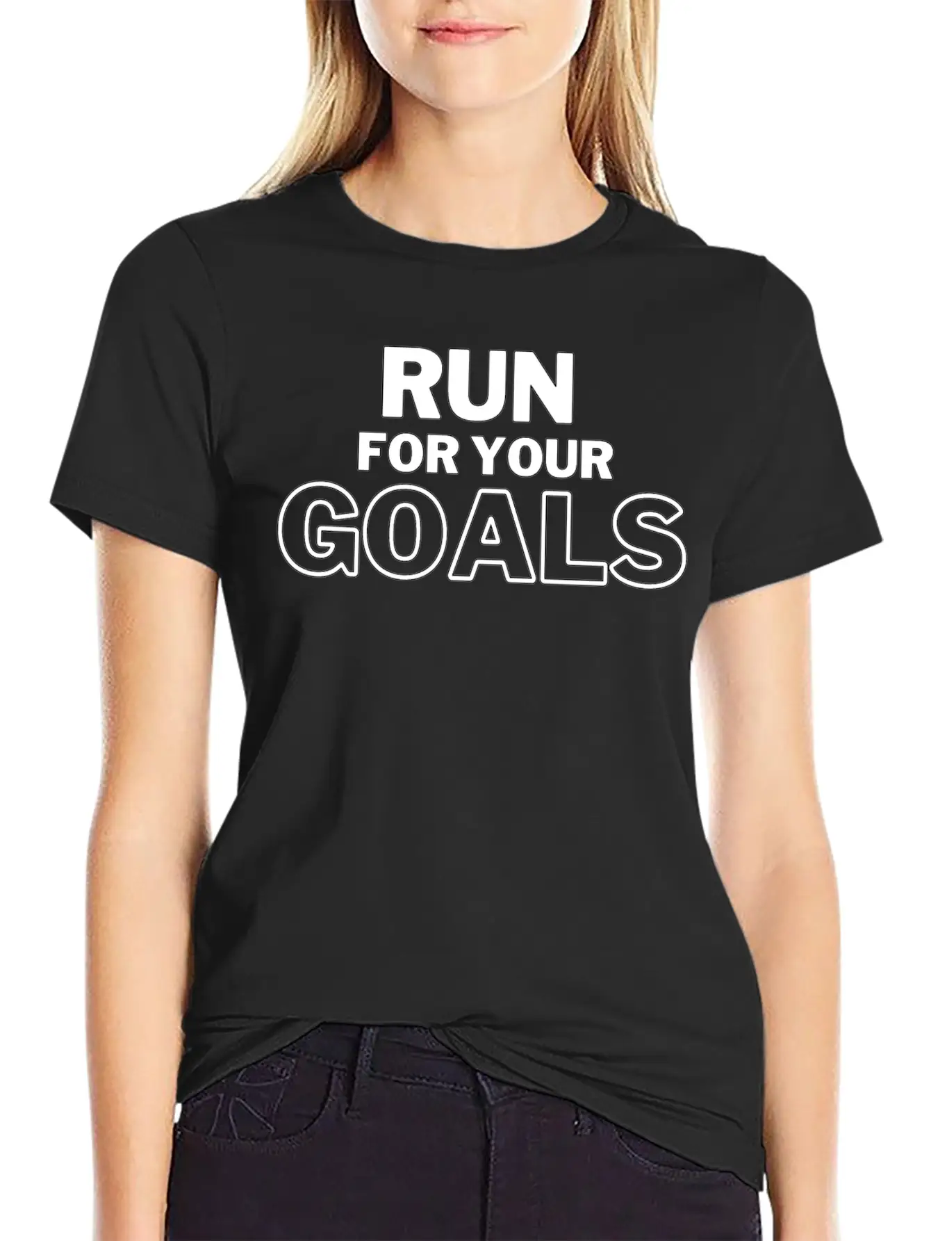 Run For Your Goals Motivational Quote Lightweight Cotton T-Shirt – Daily Comfort Graphic Shirt