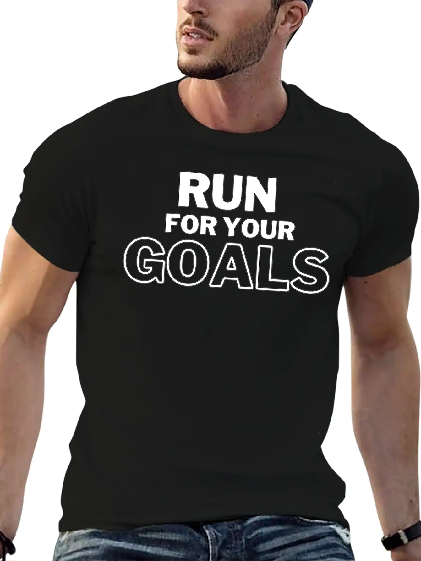 Run For Your Goals Motivational Quote Lightweight Cotton T-Shirt – Daily Comfort Graphic Shirt