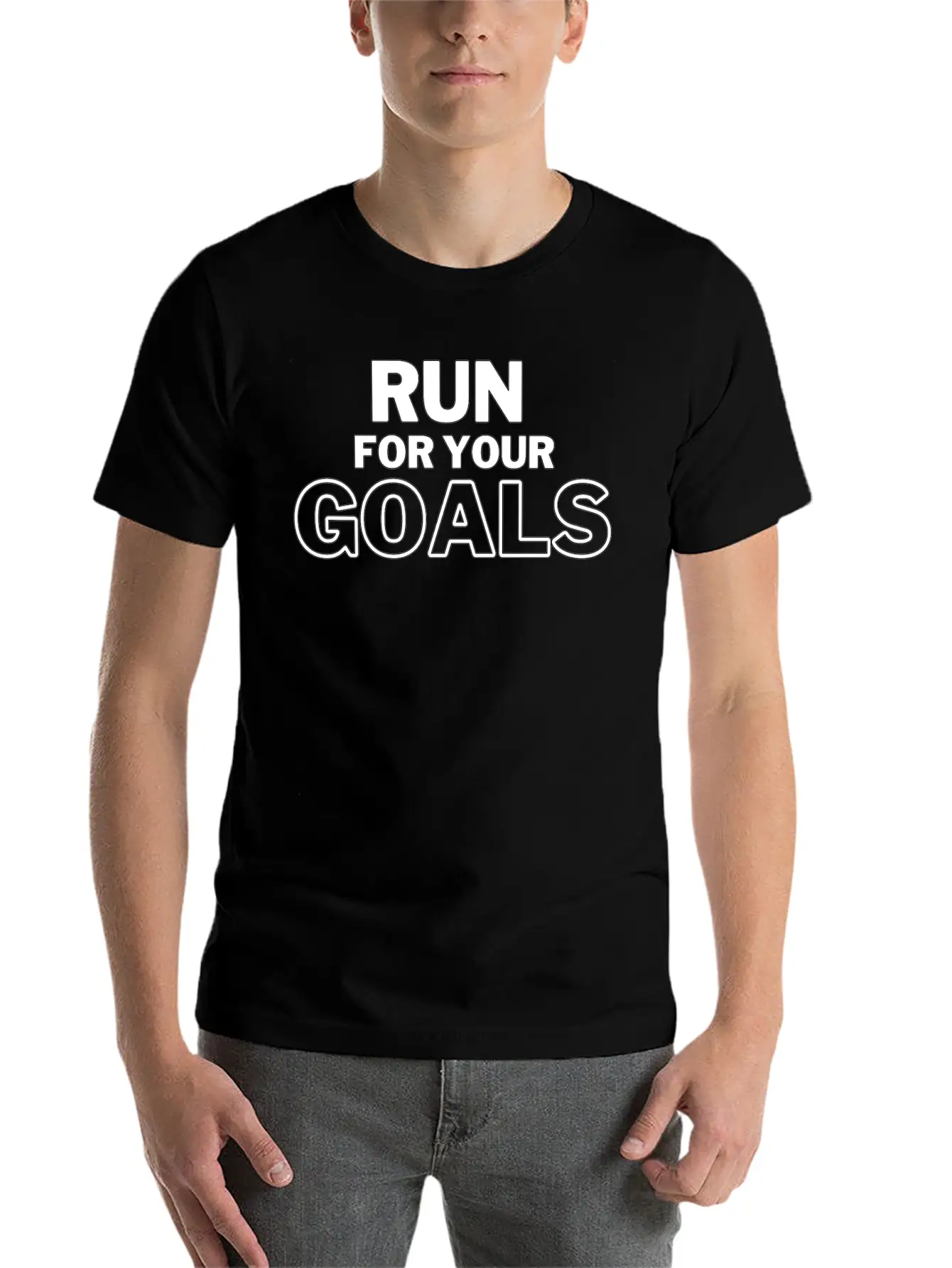 Run For Your Goals Motivational Quote Lightweight Cotton T-Shirt – Daily Comfort Graphic Shirt