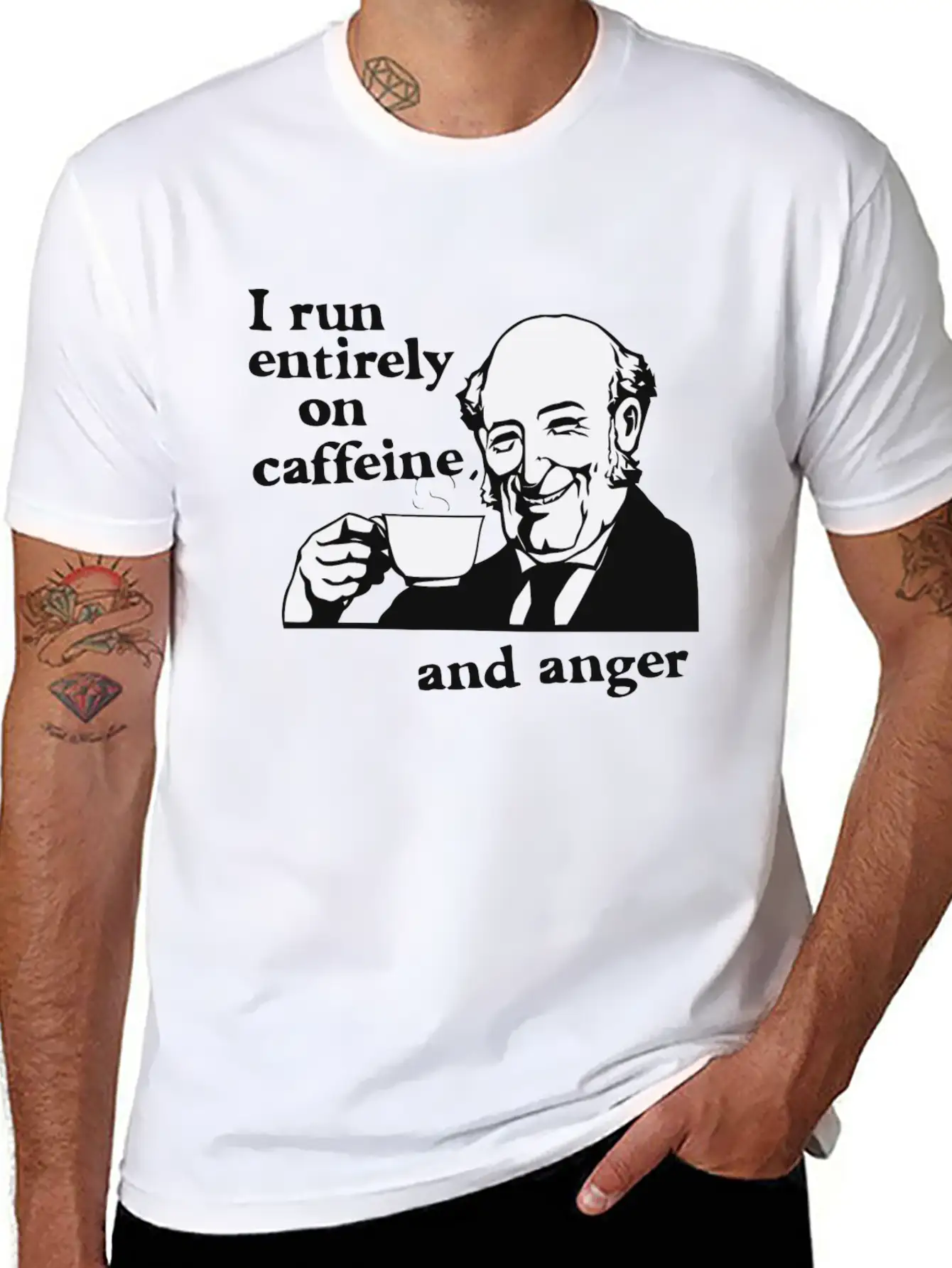 Running On Caffeine And Anger Essential Cotton Tee For Daily Outfits – Unisex Style
