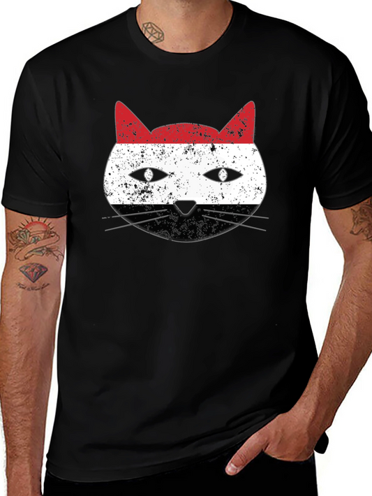Yemen Flag Cat Graphic T-Shirt