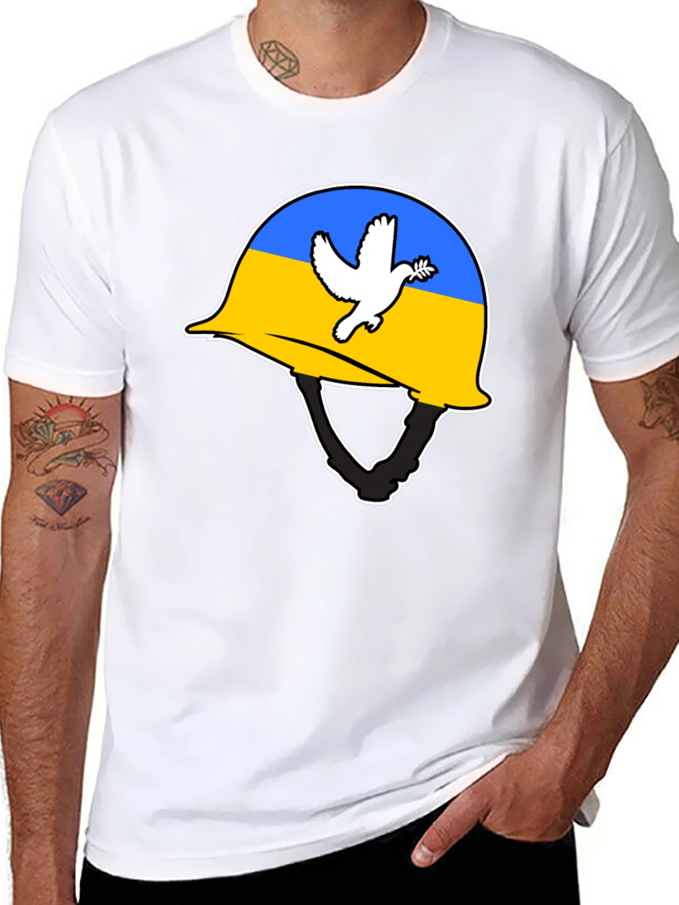 Ukraine Peace Dove Helmet T-Shirt