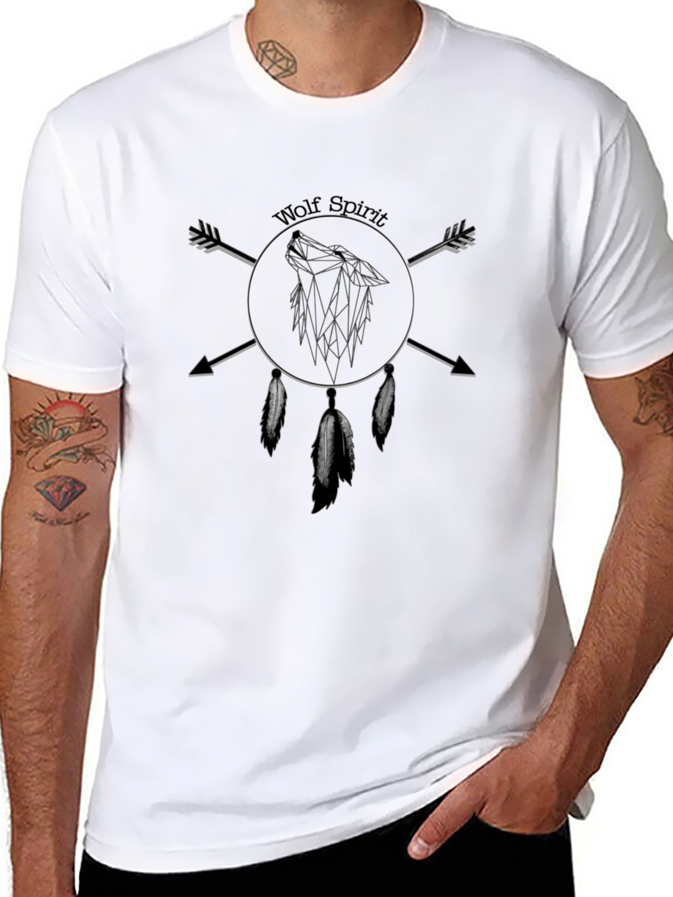 Wolf Spirit Graphic Black T-Shirt