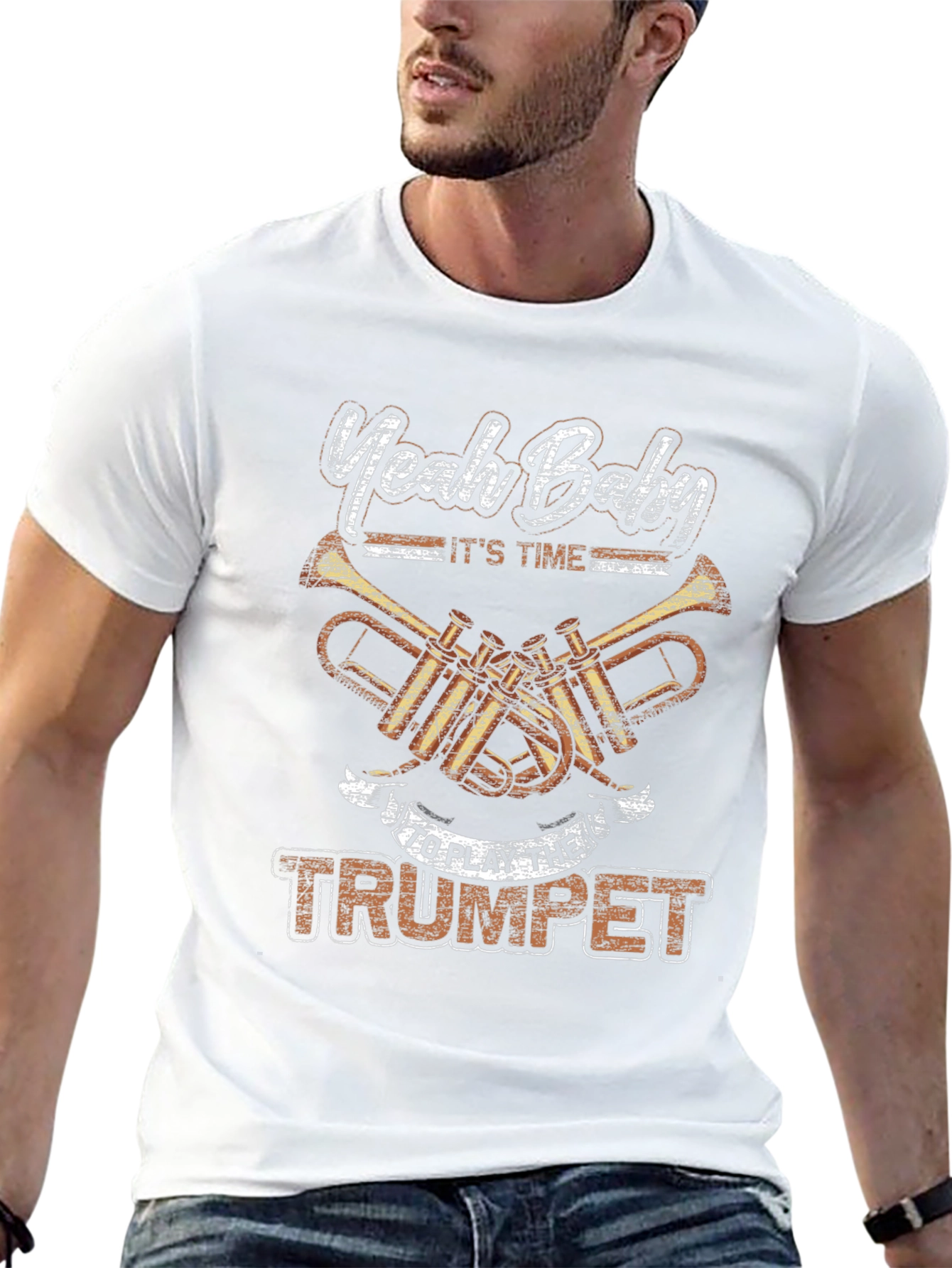 Yeah Baby Trumpet Player Black T-Shirt