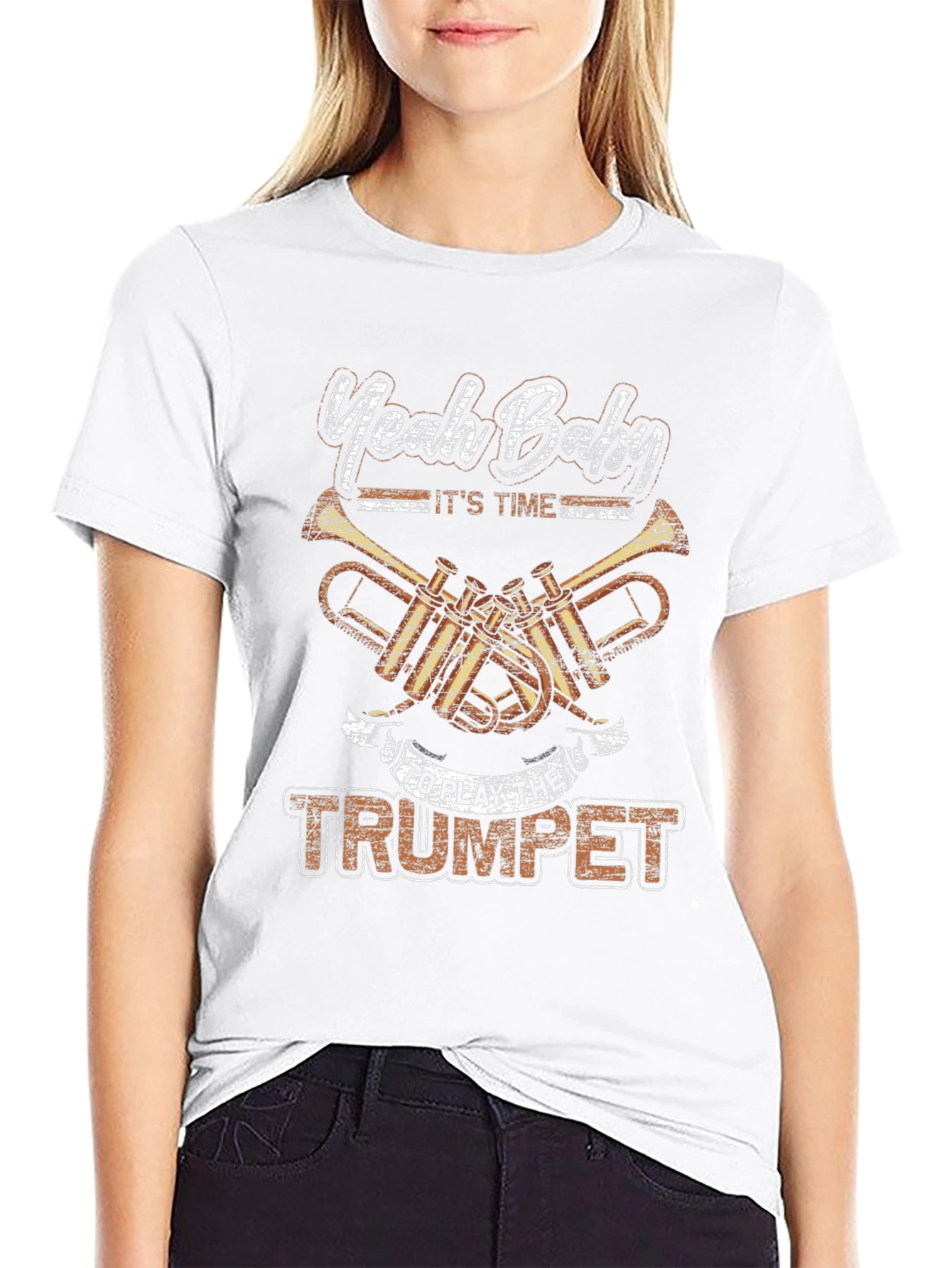 Yeah Baby Trumpet Player Black T-Shirt