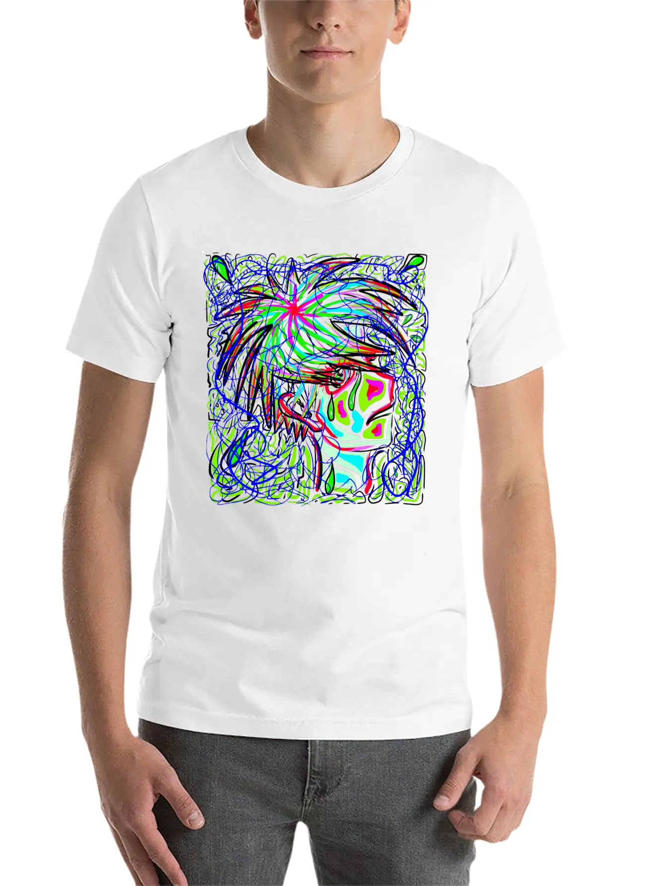 Sad Art Abstract Modern Fit Casual T-Shirt – Clean And Versatile Design