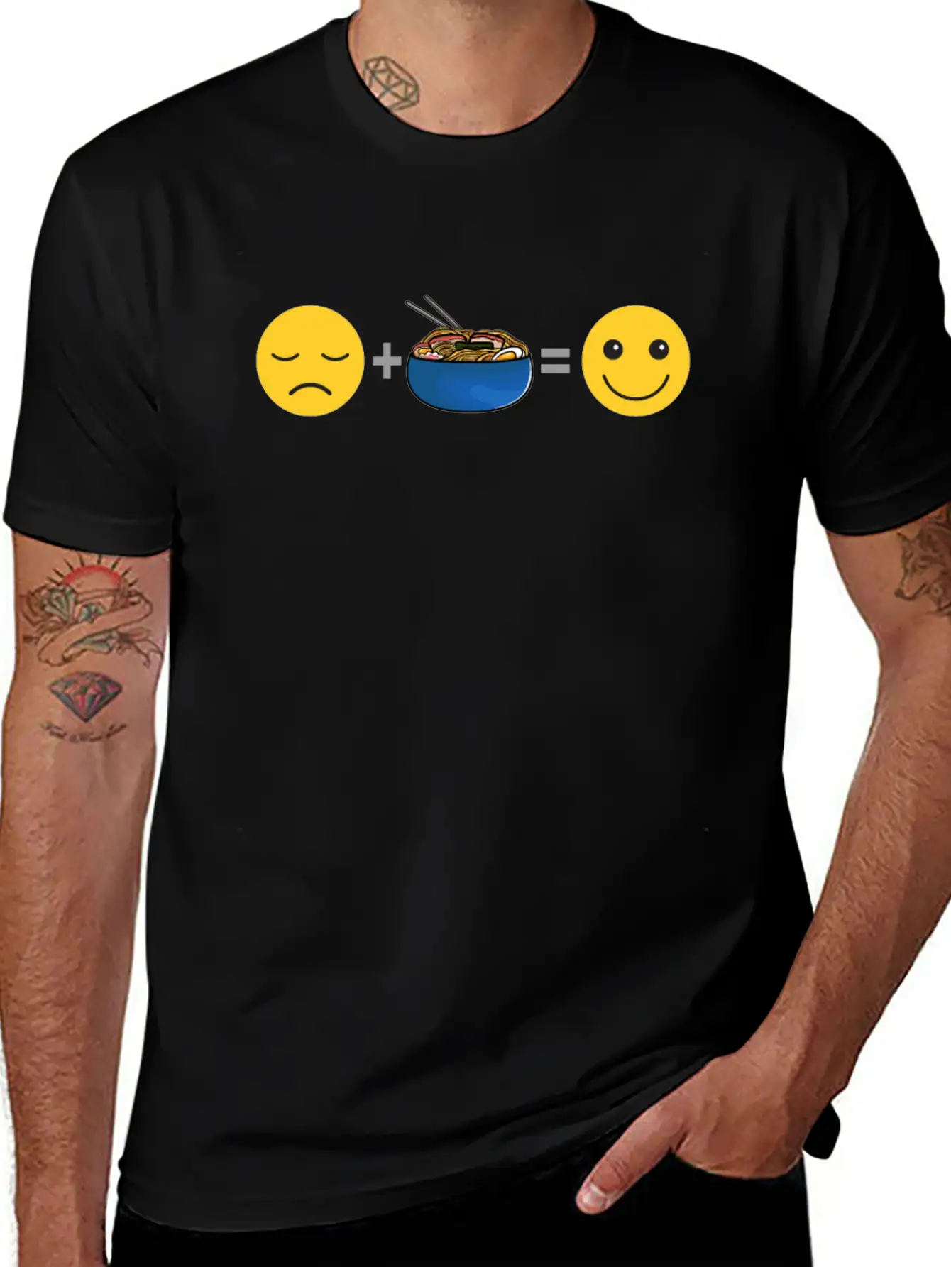 Sad Face Plus Japanese Ramen Soup Equals Happy Smi Unisex Casual T-Shirt – Clean Design For Daily Comfort