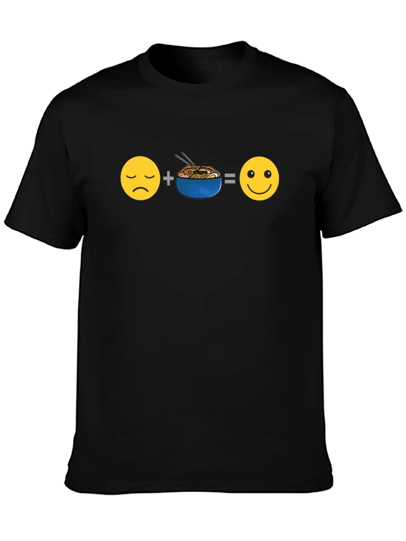 Sad Face Plus Japanese Ramen Soup Equals Happy Smi Unisex Casual T-Shirt – Clean Design For Daily Comfort