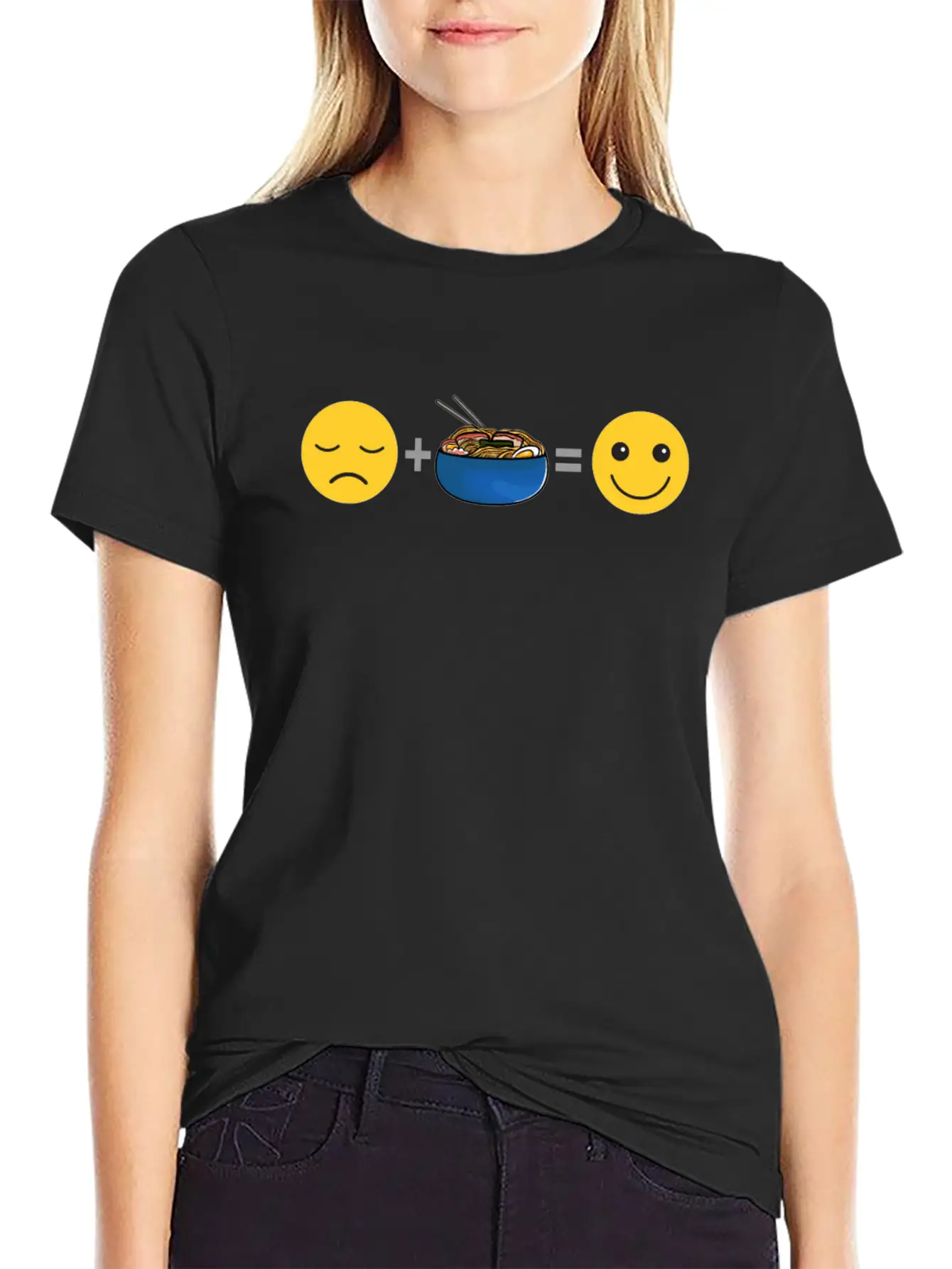 Sad Face Plus Japanese Ramen Soup Equals Happy Smi Unisex Casual T-Shirt – Clean Design For Daily Comfort