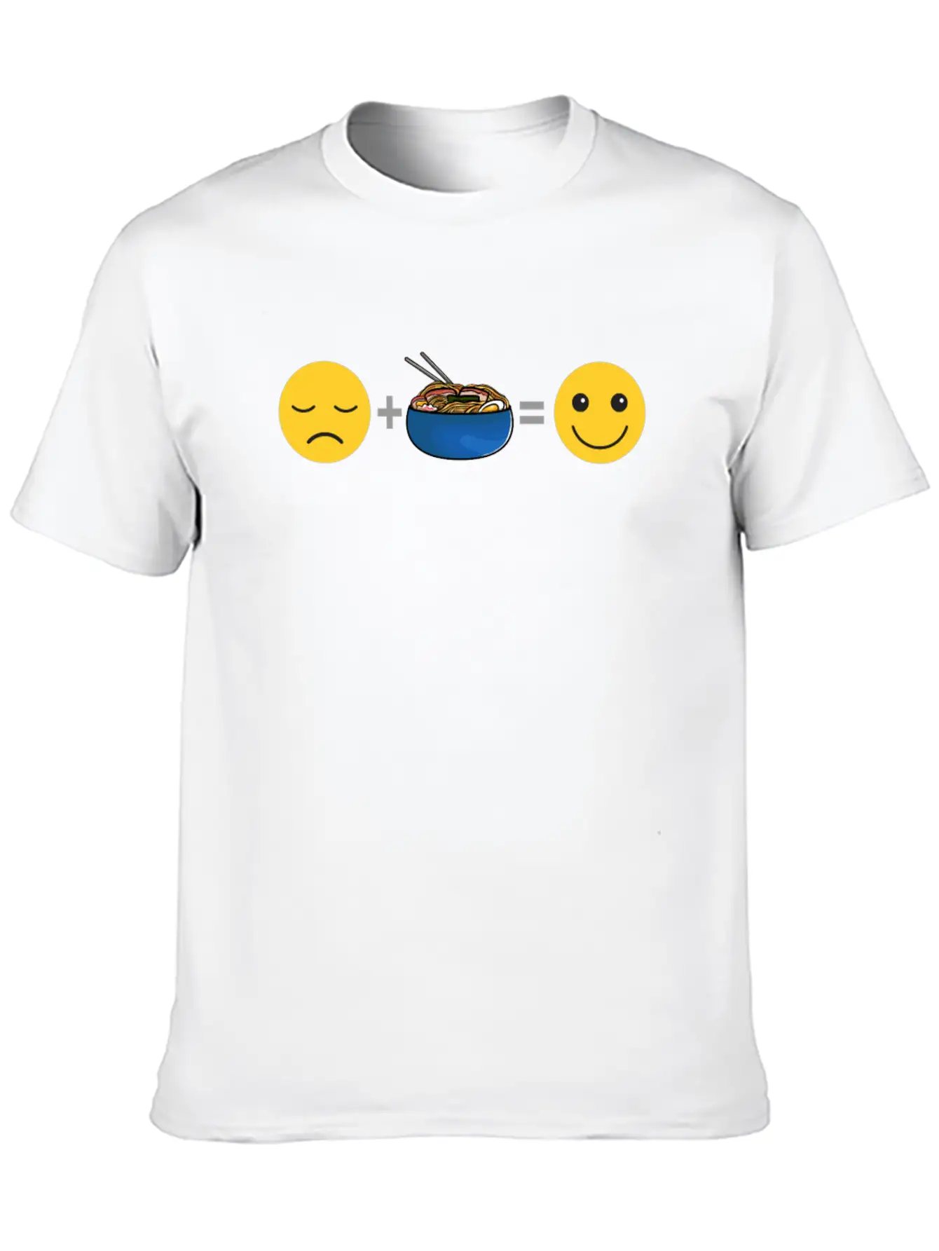Sad Face Plus Japanese Ramen Soup Equals Happy Smi Unisex Casual T-Shirt – Clean Design For Daily Comfort