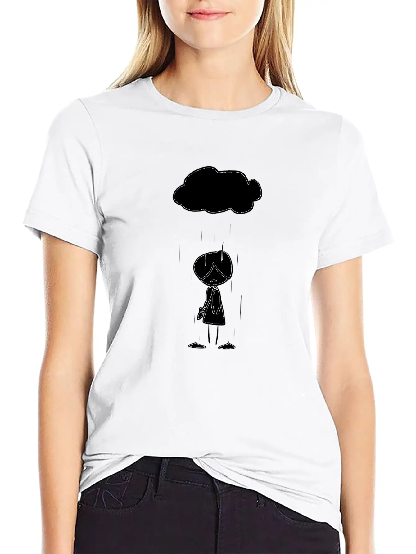 Sad Girl Cloud Rain Unisex Casual T-Shirt ��� Clean Design For Daily Comfort