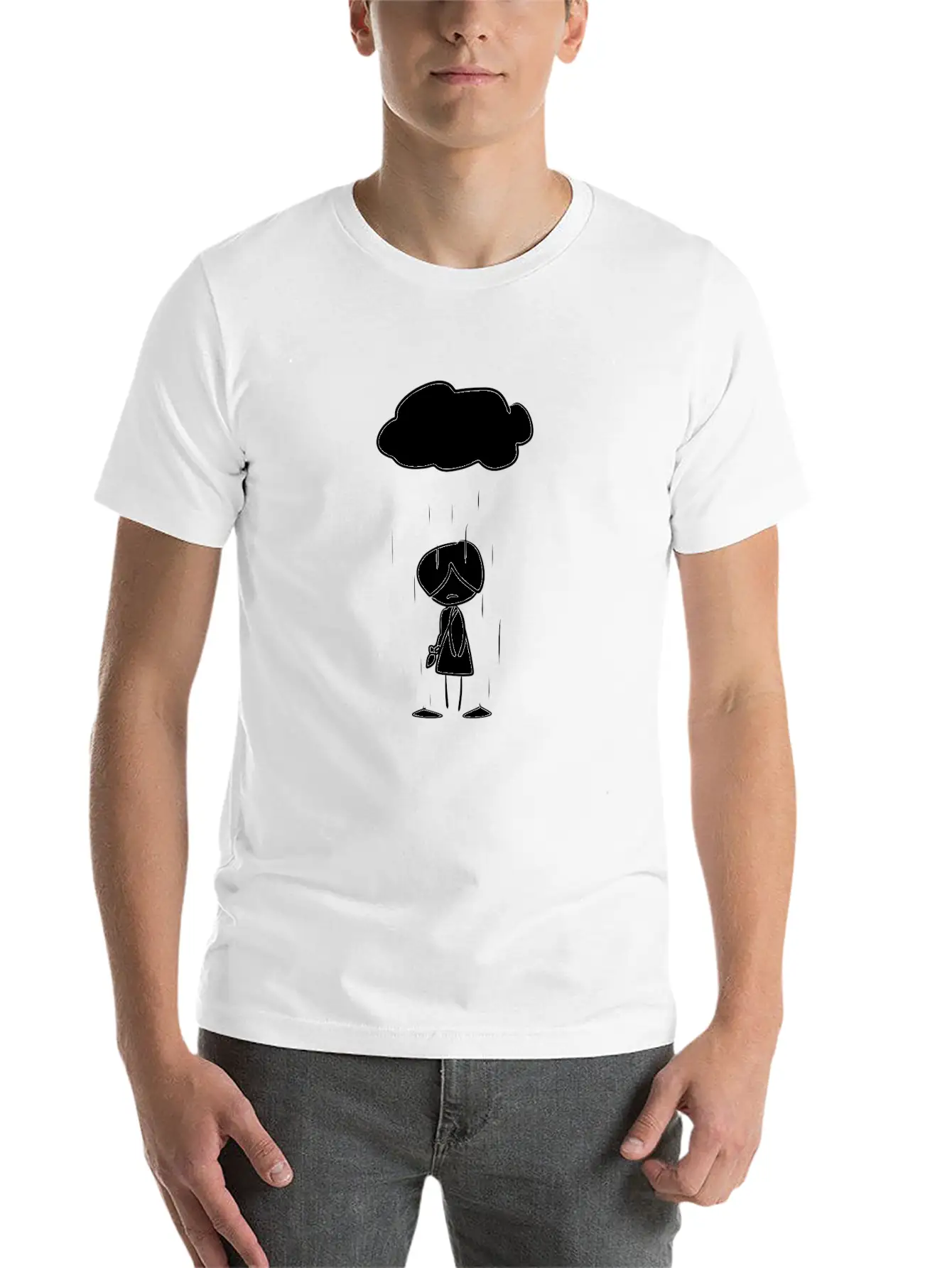 Sad Girl Cloud Rain Unisex Casual T-Shirt ��� Clean Design For Daily Comfort