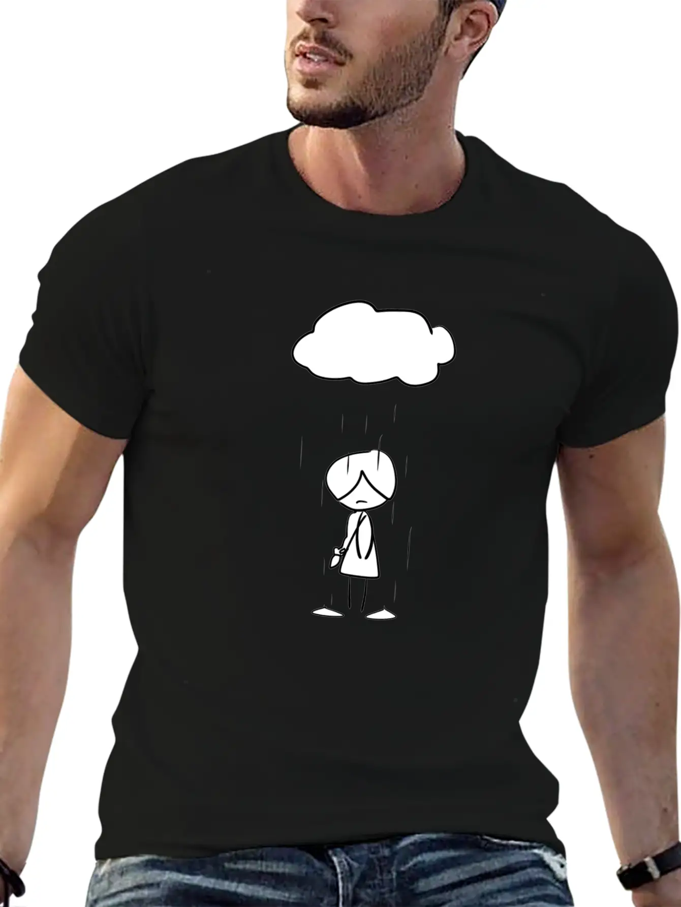 Sad Girl Cloud Rain Unisex Casual T-Shirt ��� Clean Design For Daily Comfort