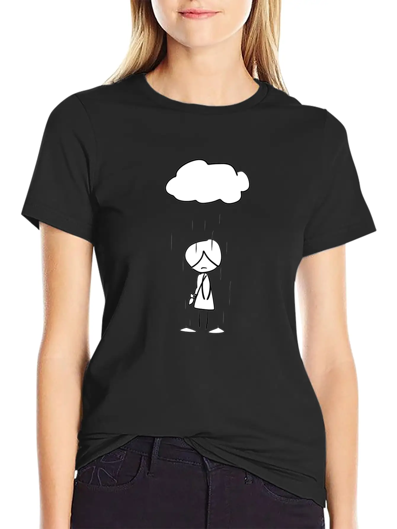 Sad Girl Cloud Rain Unisex Casual T-Shirt ��� Clean Design For Daily Comfort