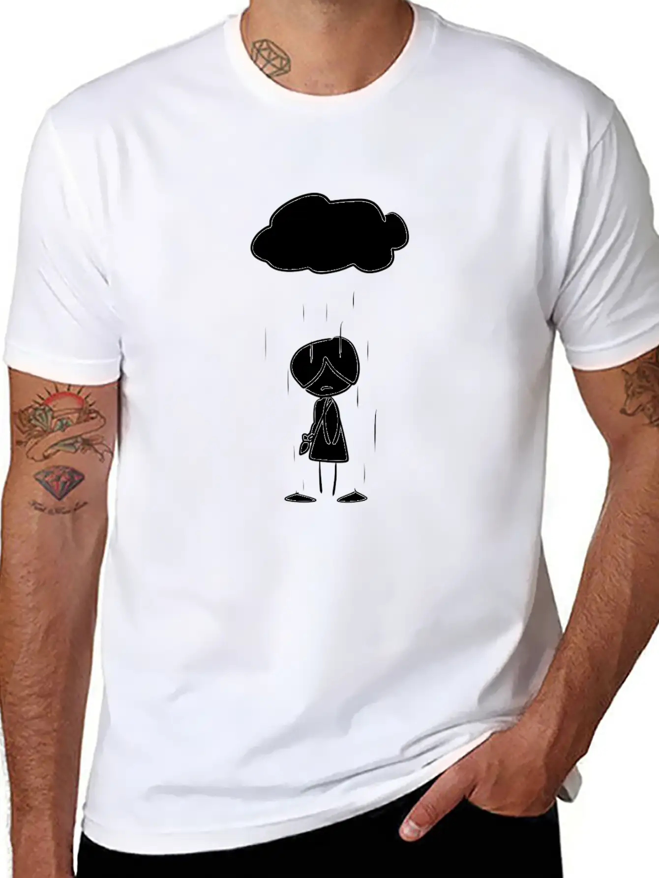 Sad Girl Cloud Rain Unisex Casual T-Shirt ��� Clean Design For Daily Comfort