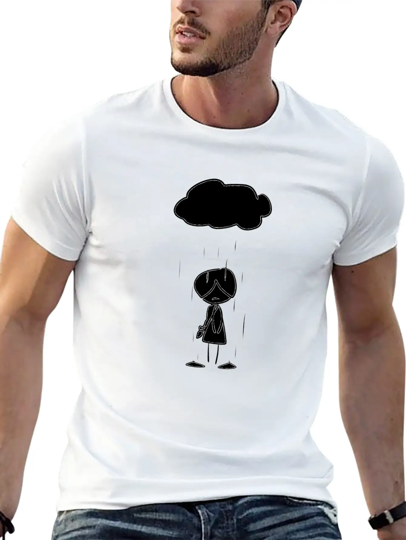 Sad Girl Cloud Rain Unisex Casual T-Shirt ��� Clean Design For Daily Comfort