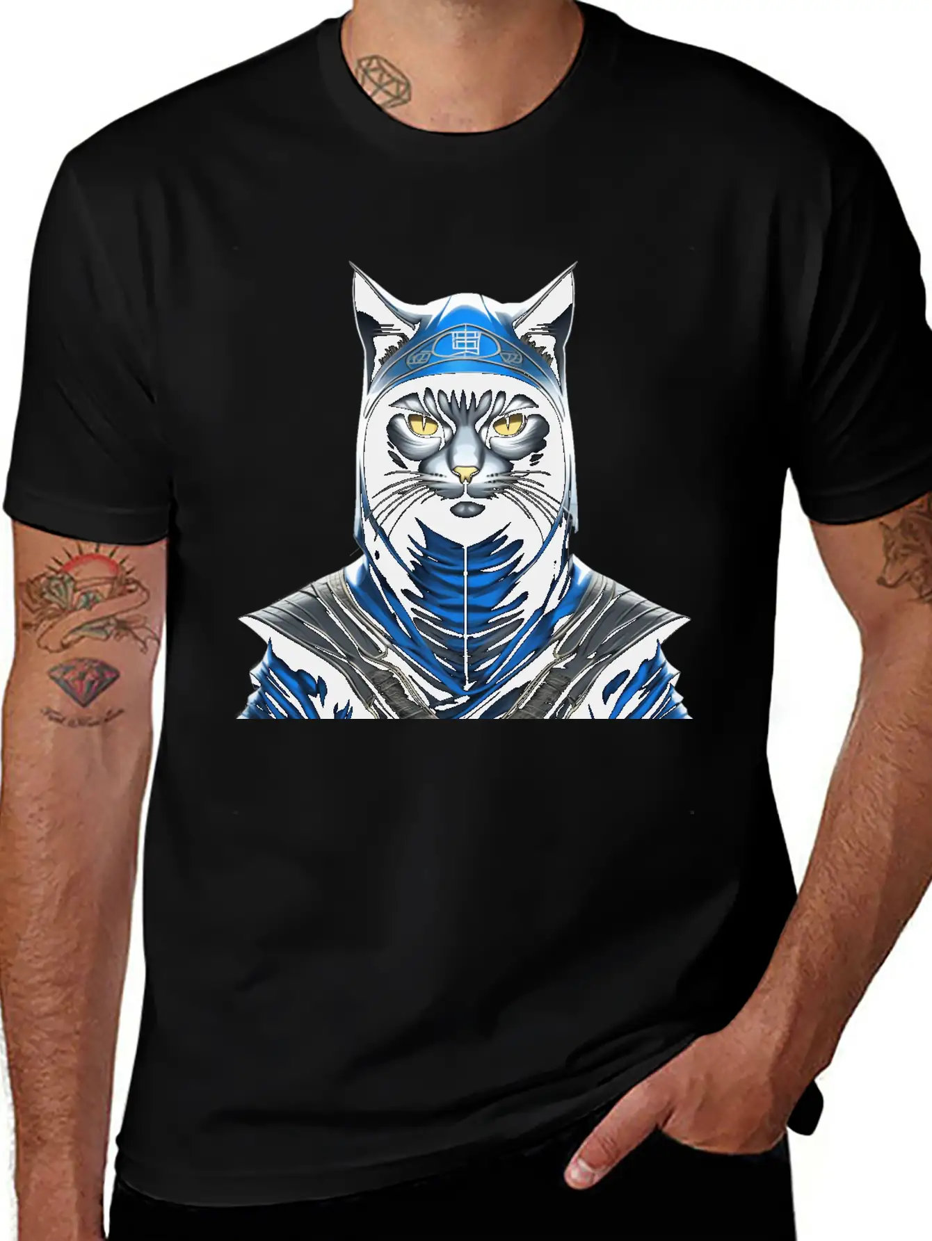 Sage Shadow Warrior: Mystic Wisdom In Ninja Cat Unisex Casual T-Shirt ��� Clean Design For Daily Comfort