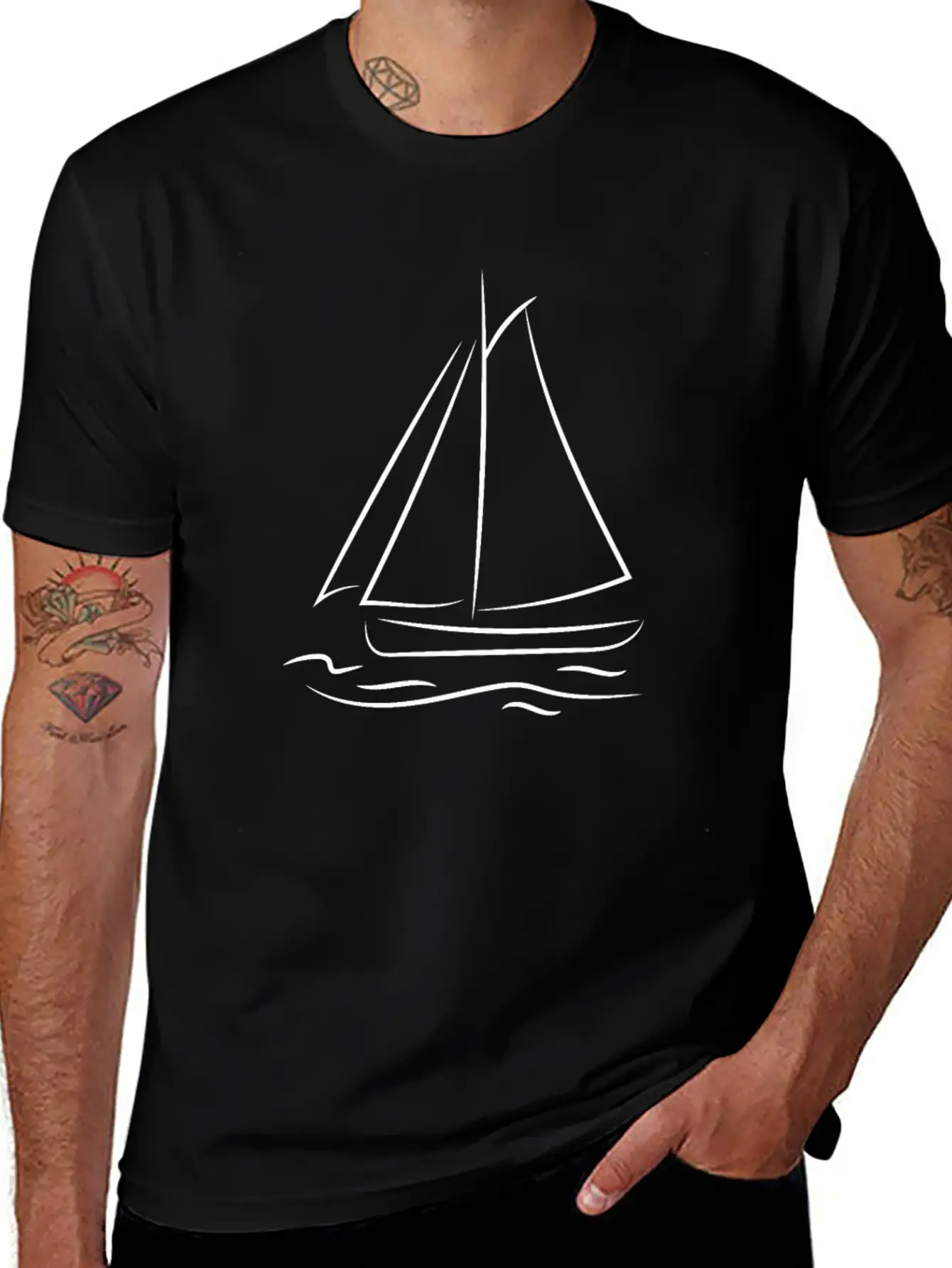 Sailing Boat Sketch Unisex Casual T-Shirt – Clean Design For Daily Comfort