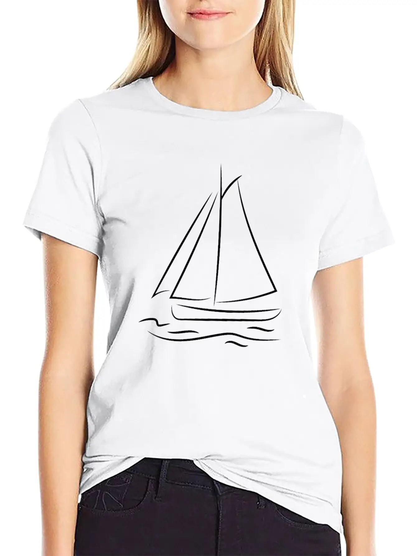 Sailing Boat Sketch Unisex Casual T-Shirt – Clean Design For Daily Comfort