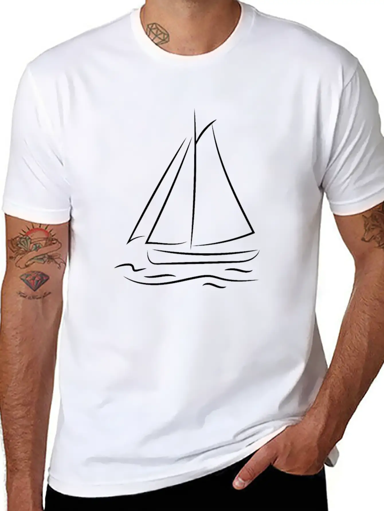Sailing Boat Sketch Unisex Casual T-Shirt – Clean Design For Daily Comfort