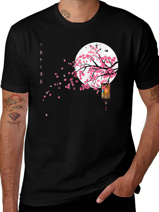 Sakura Cherry Blossom Japanese Graphical Art Comfortable Minimalist Graphic Tee – Summer Style Essential