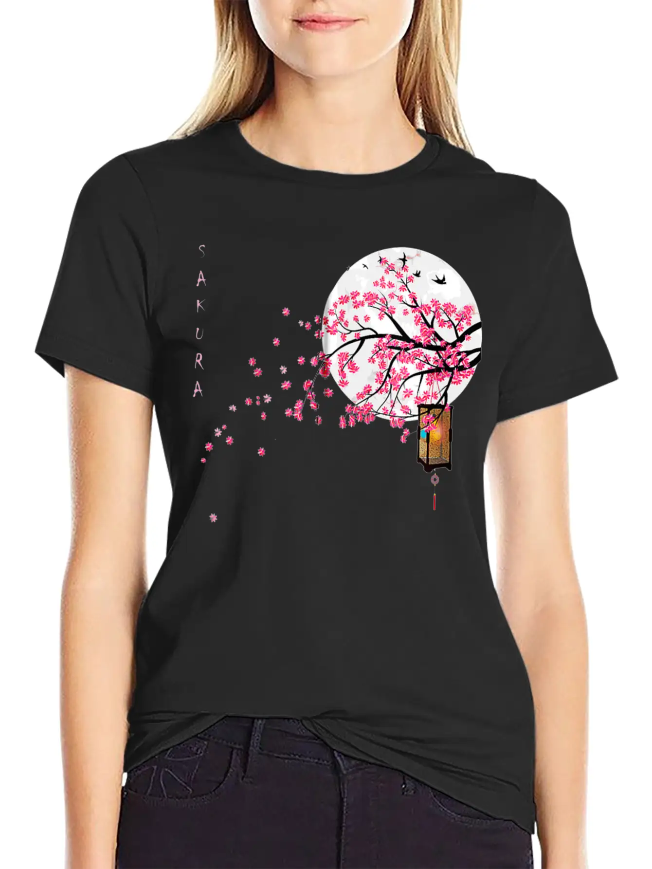 Sakura Cherry Blossom Japanese Graphical Art Comfortable Minimalist Graphic Tee – Summer Style Essential