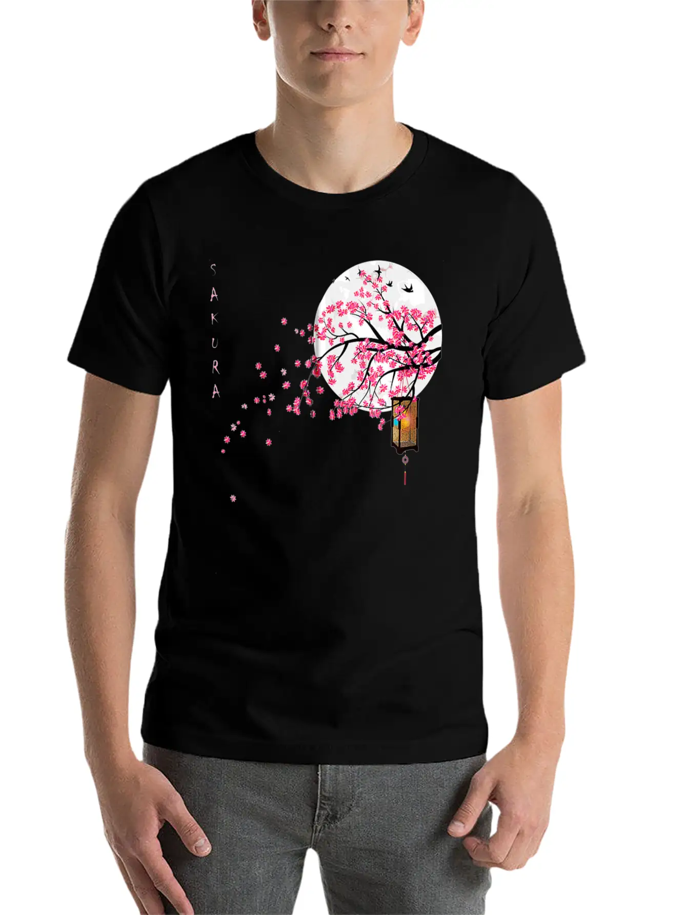 Sakura Cherry Blossom Japanese Graphical Art Comfortable Minimalist Graphic Tee – Summer Style Essential