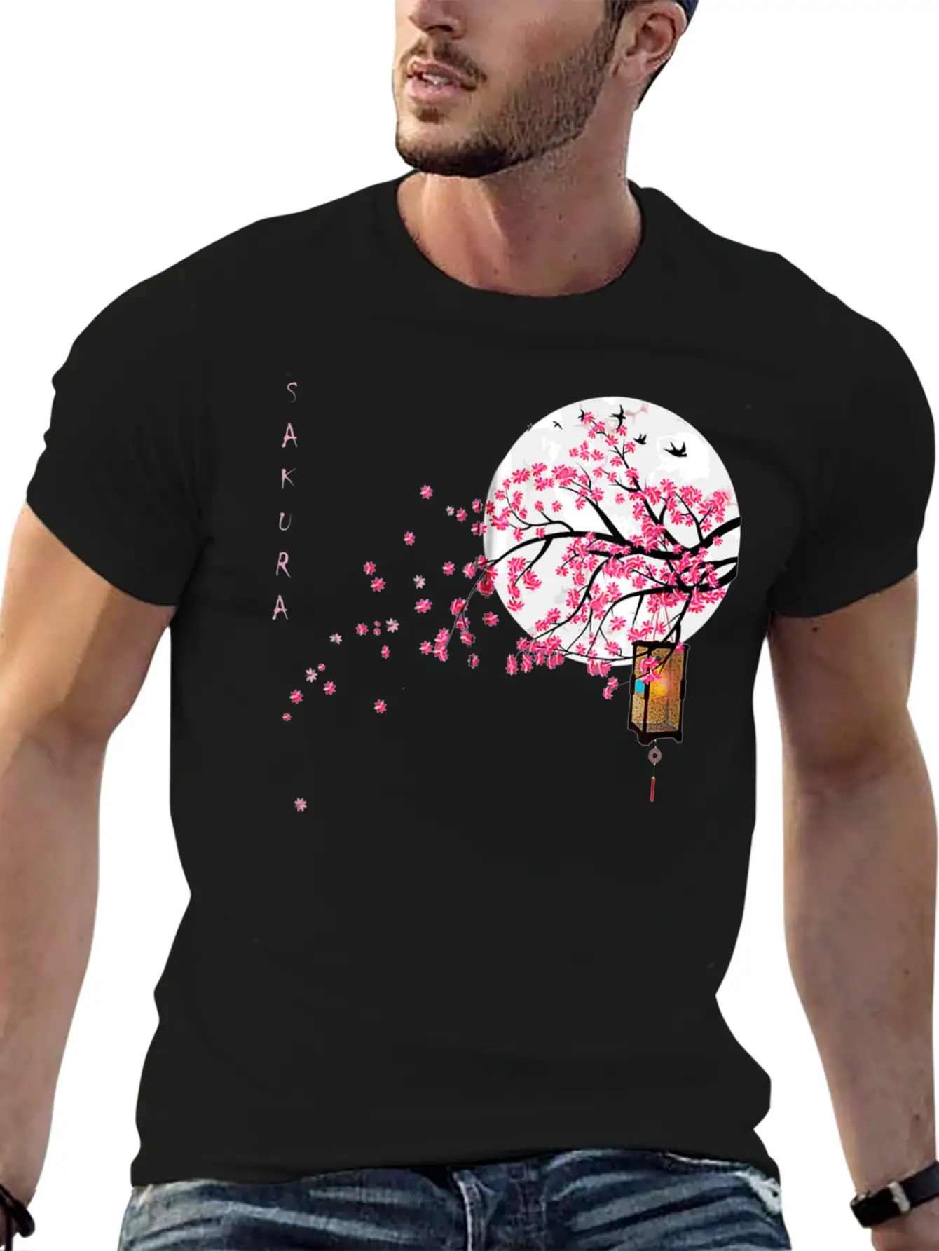 Sakura Cherry Blossom Japanese Graphical Art Comfortable Minimalist Graphic Tee – Summer Style Essential