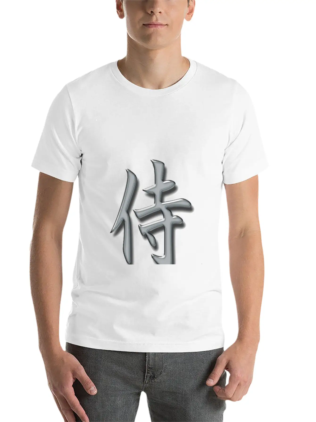 Samurai Kanji Silver Lightweight Cotton T-Shirt – Daily Comfort Graphic Shirt
