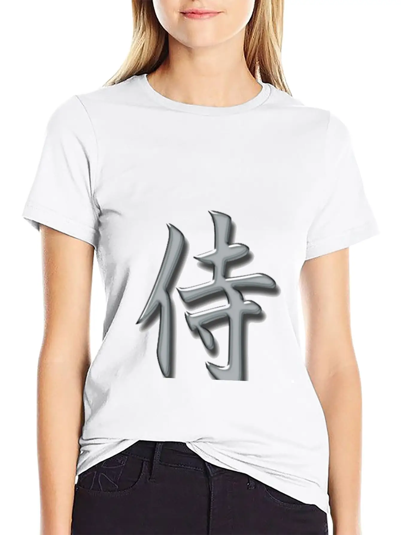 Samurai Kanji Silver Lightweight Cotton T-Shirt – Daily Comfort Graphic Shirt