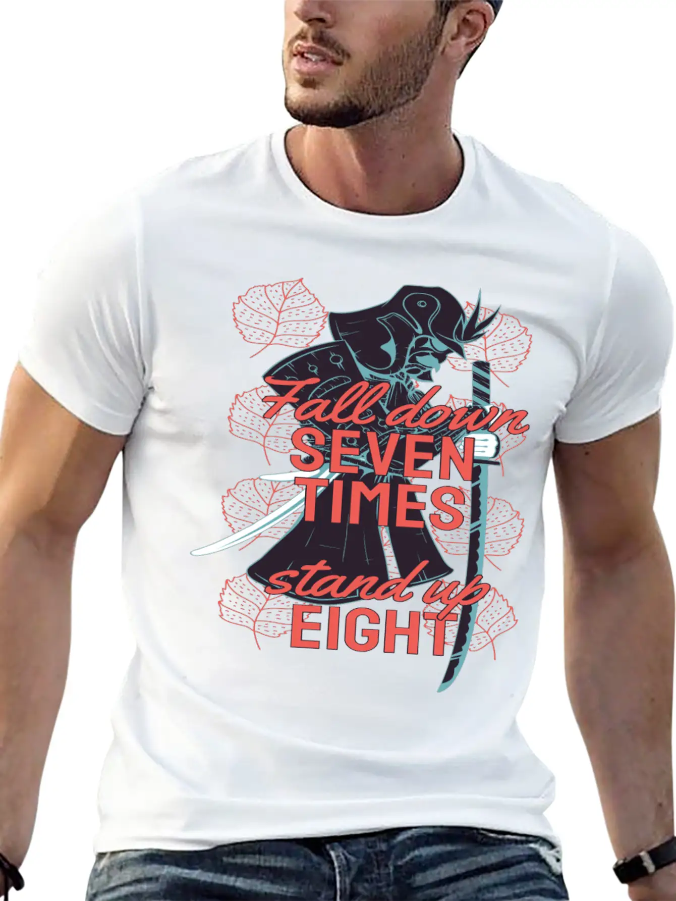 Samurai Wisdom Quote On Resilience - Never Give Up Relaxed Everyday Tee – Lightweight And Durable Cotton