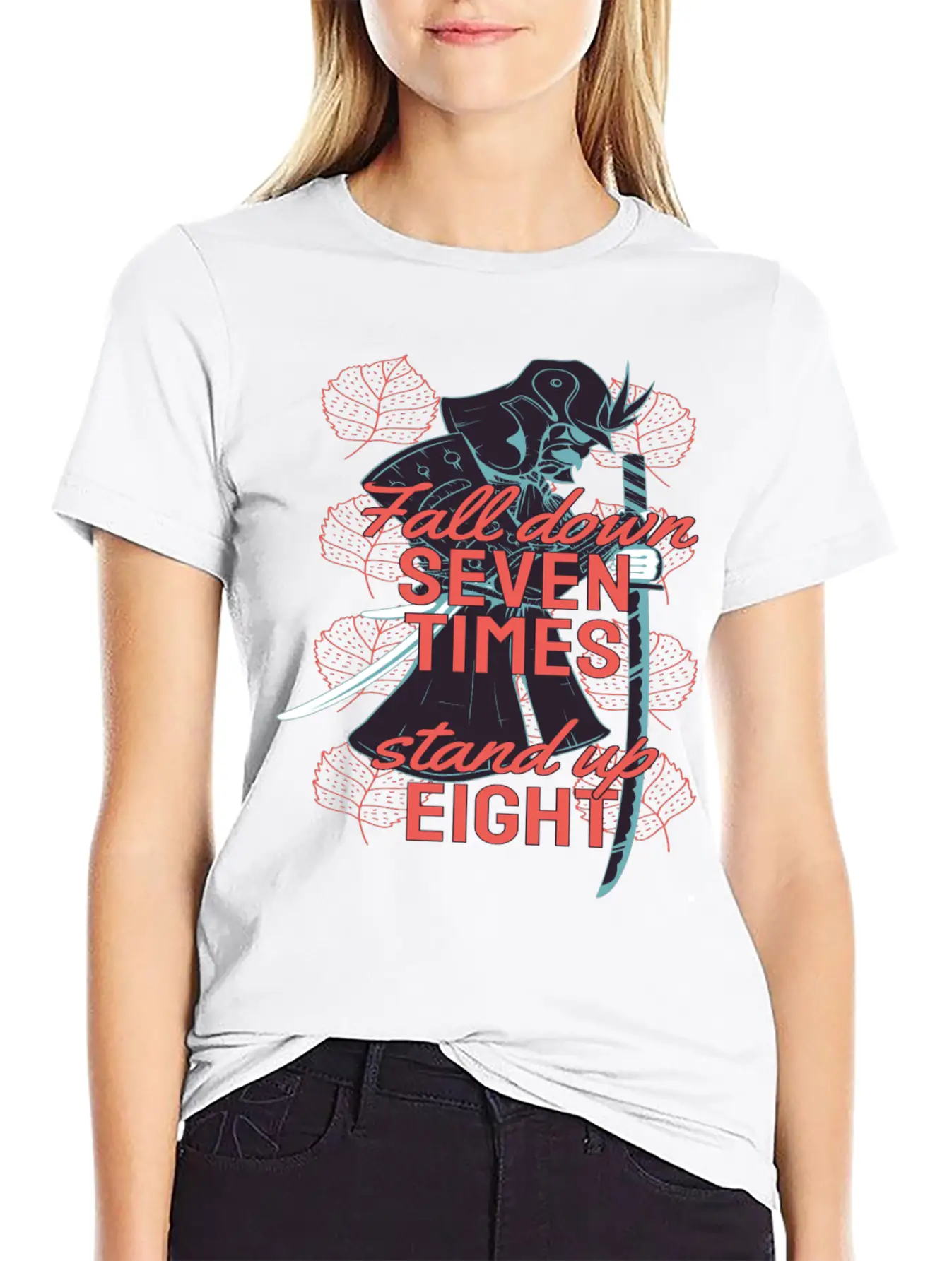 Samurai Wisdom Quote On Resilience - Never Give Up Relaxed Everyday Tee – Lightweight And Durable Cotton