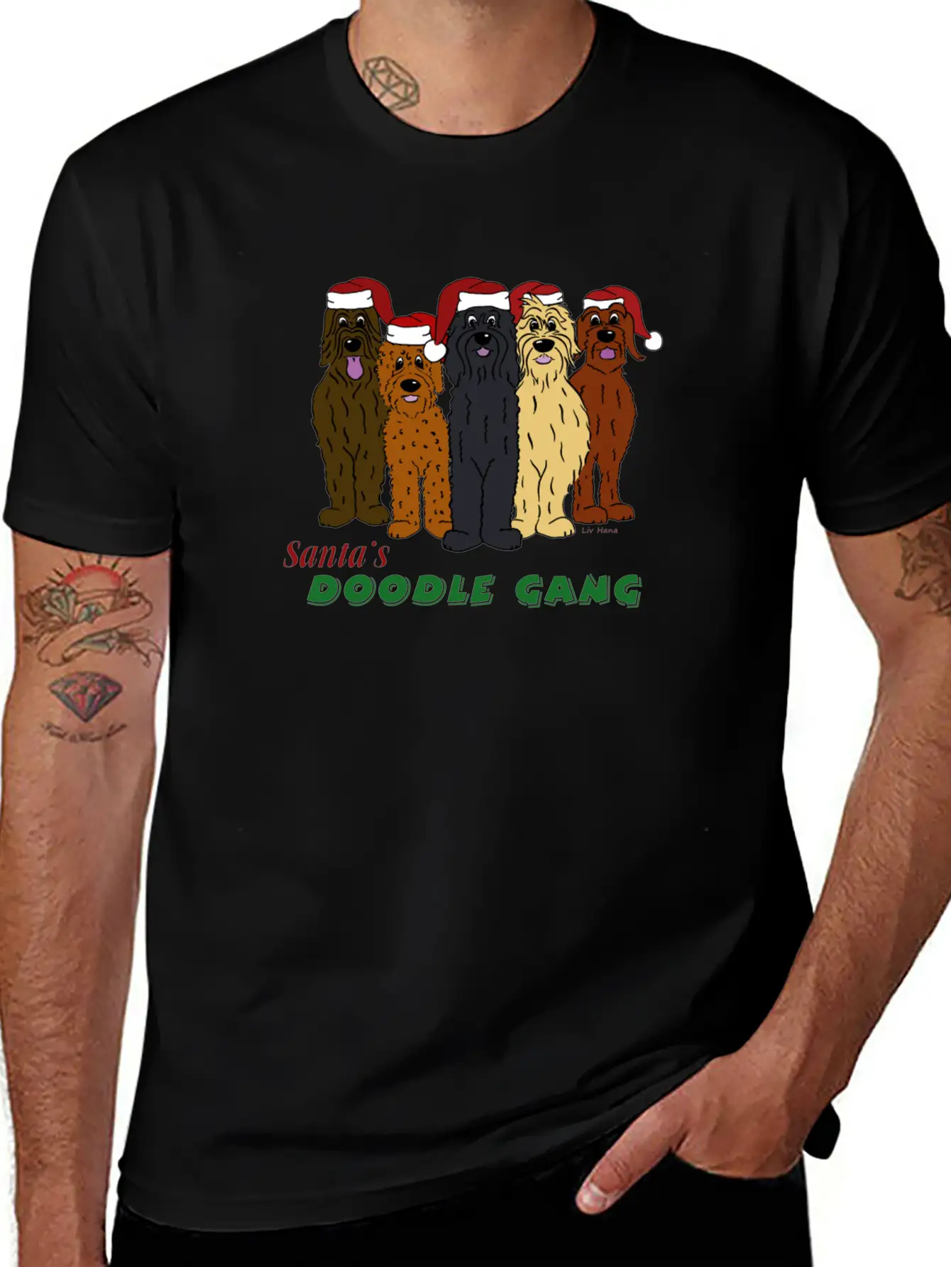 Santa's Doodle Gang Unisex Casual T-Shirt – Clean Design For Daily Comfort