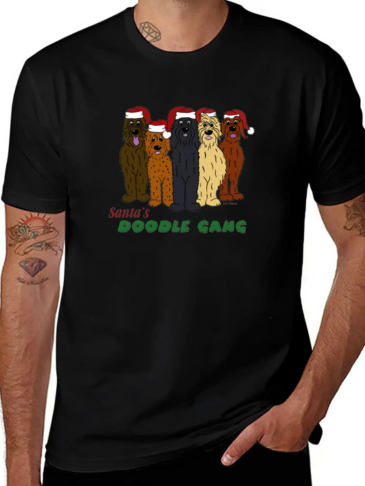 Santa's Doodle Gang Unisex Casual T-Shirt – Clean Design For Daily Comfort
