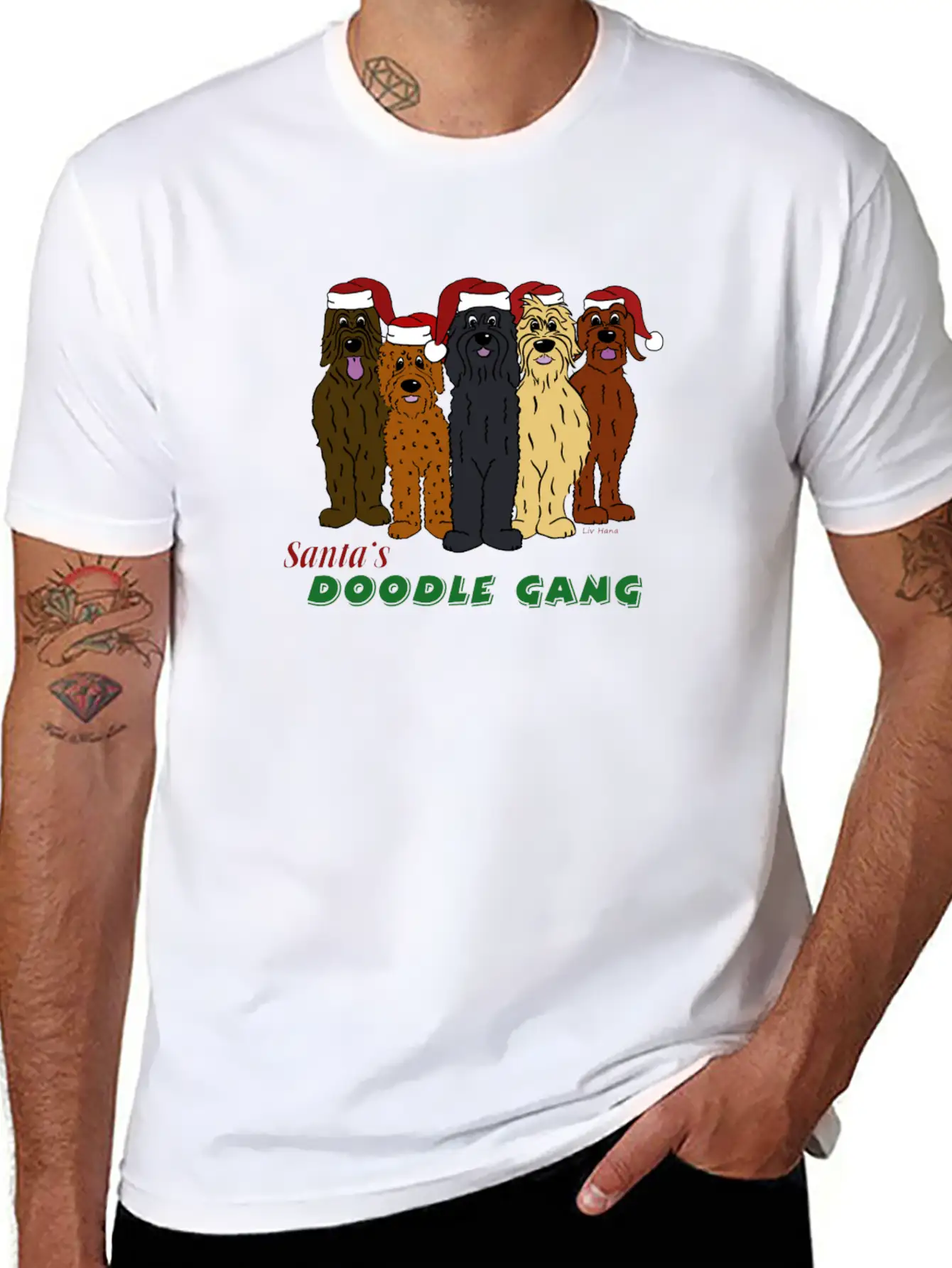 Santa's Doodle Gang Unisex Casual T-Shirt – Clean Design For Daily Comfort