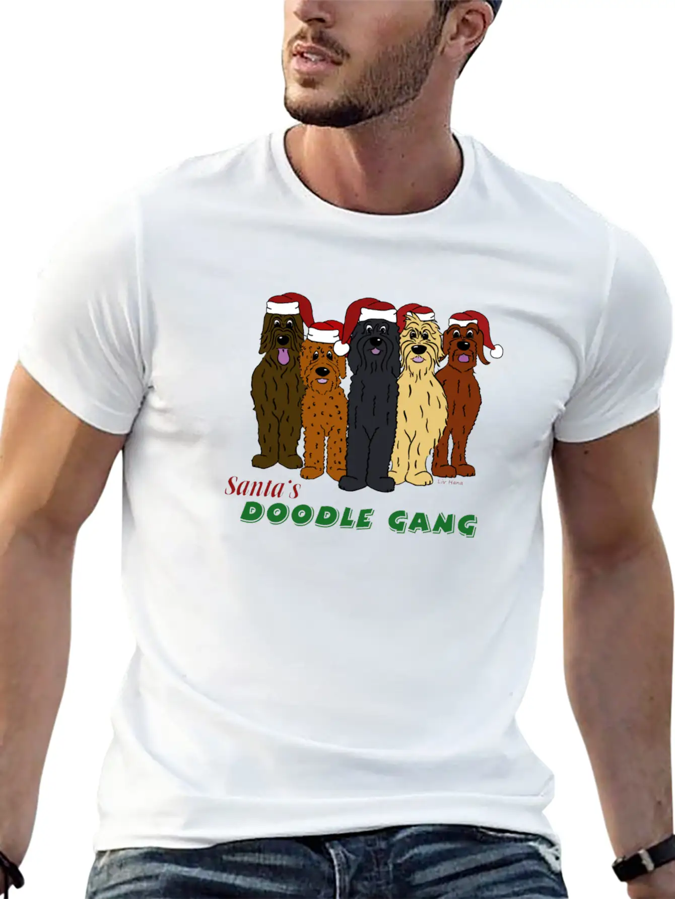Santa's Doodle Gang Unisex Casual T-Shirt – Clean Design For Daily Comfort