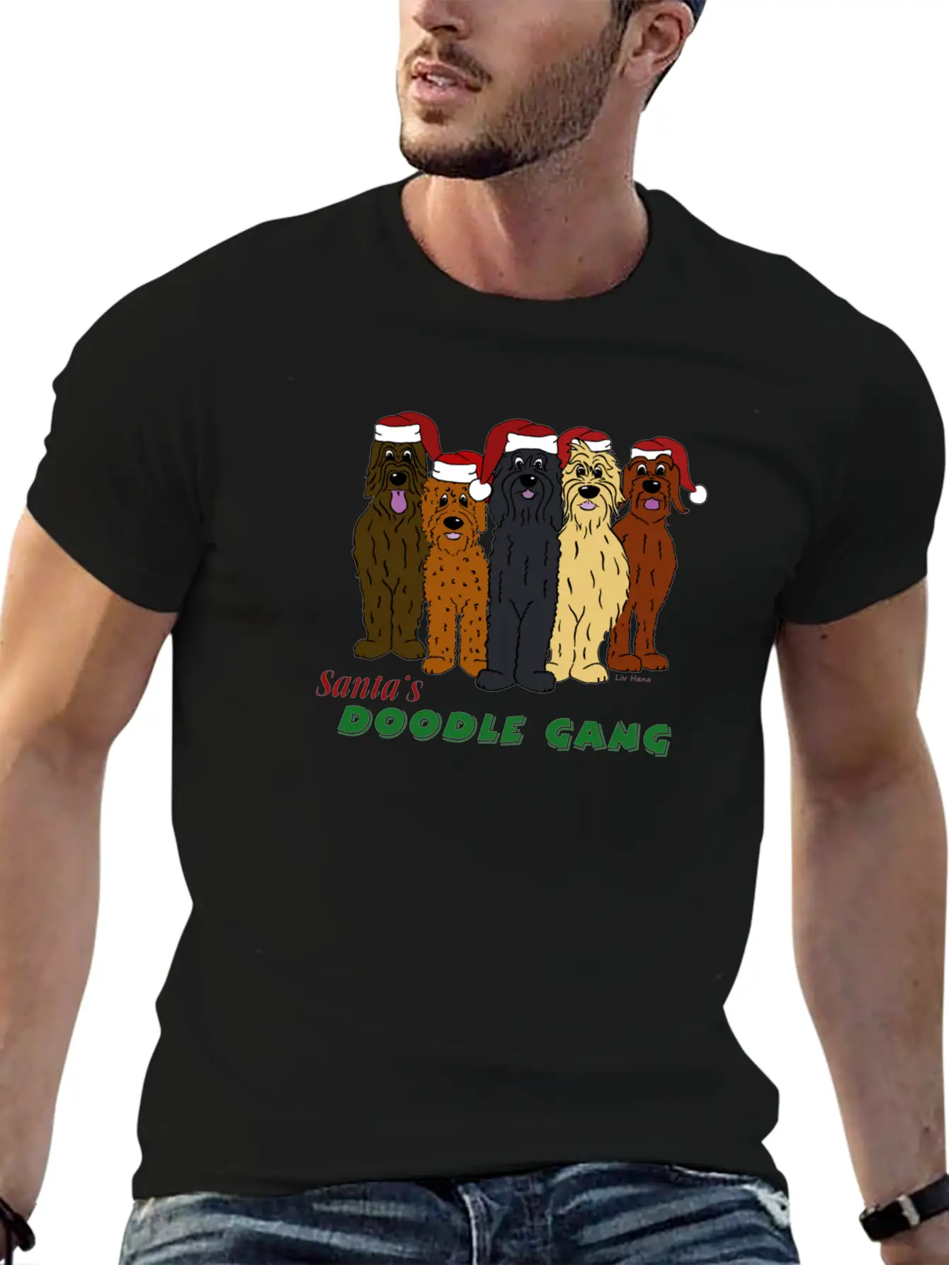 Santa's Doodle Gang Unisex Casual T-Shirt – Clean Design For Daily Comfort