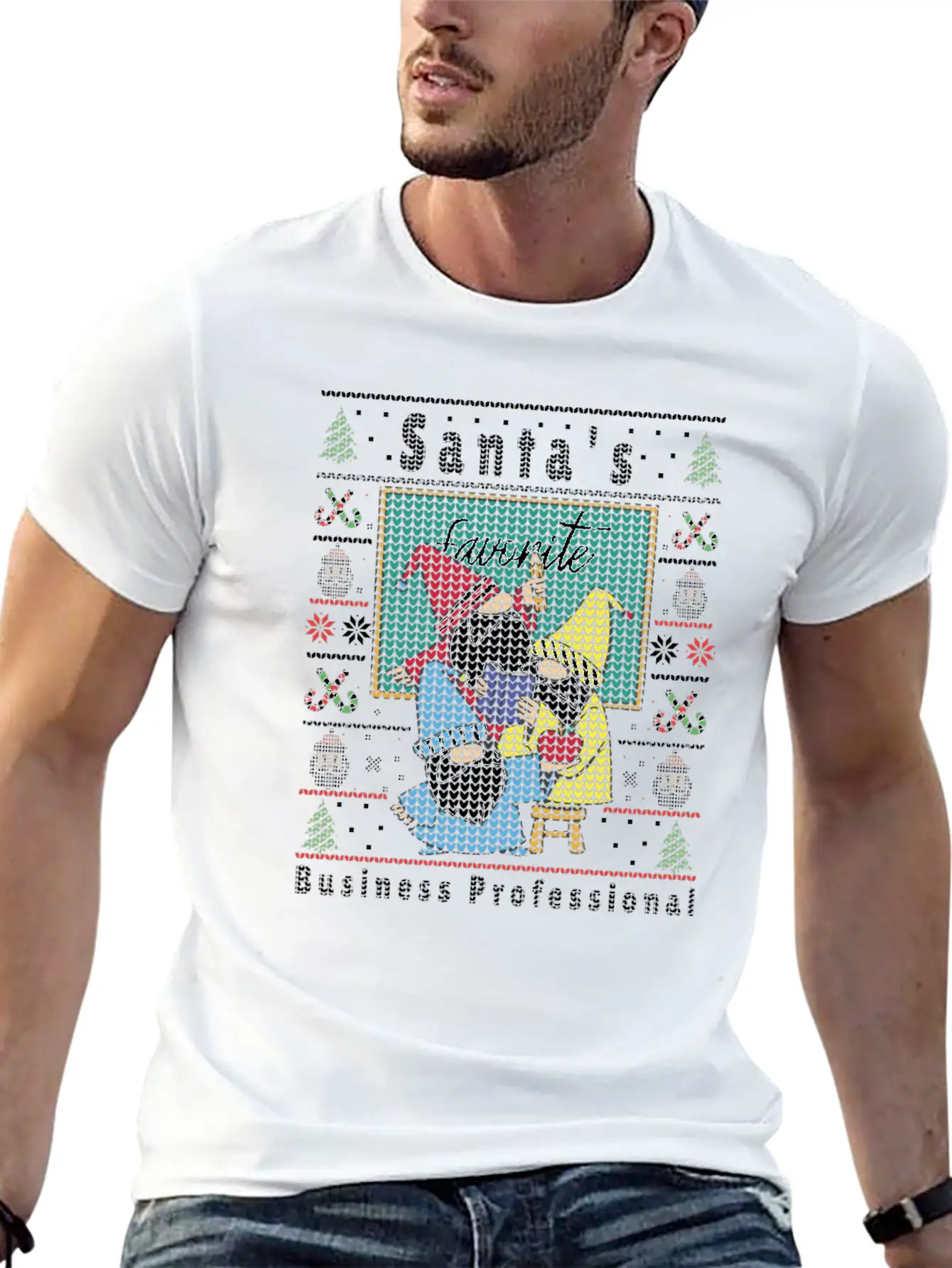 Santas Elfs Ugly Christmas Business-Professional Basic Graphic T-Shirt – Daily Comfort In Soft Cotton