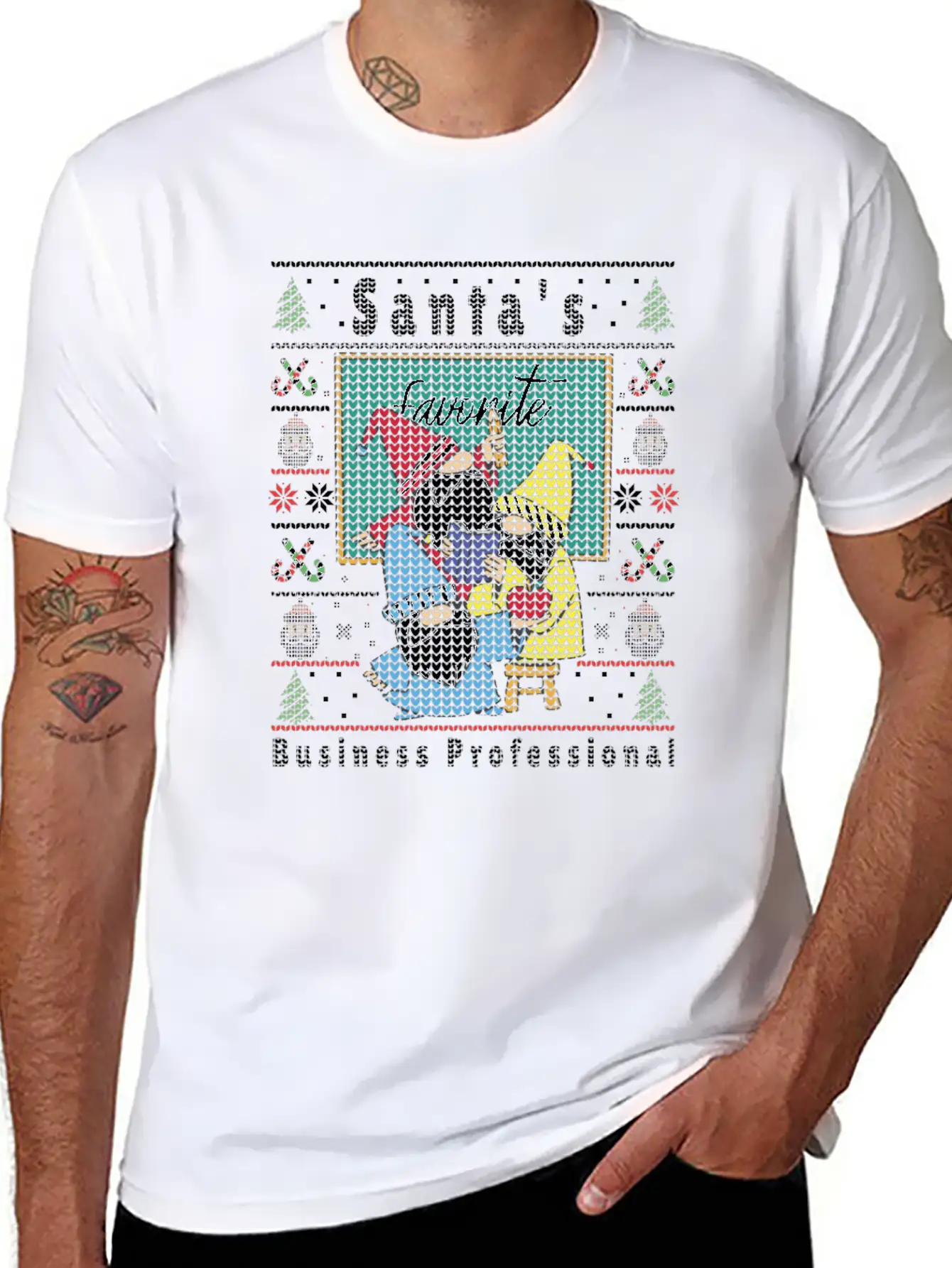 Santas Elfs Ugly Christmas Business-Professional Basic Graphic T-Shirt – Daily Comfort In Soft Cotton